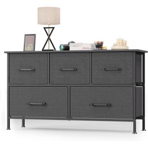 FDW 8-Drawer Fabric Dresser for Bedroom,Closet Dresser with Metal Frame and Wooden Top Tall Storage Tower for Closet,Living Room and Entryway,Grey(Grey)