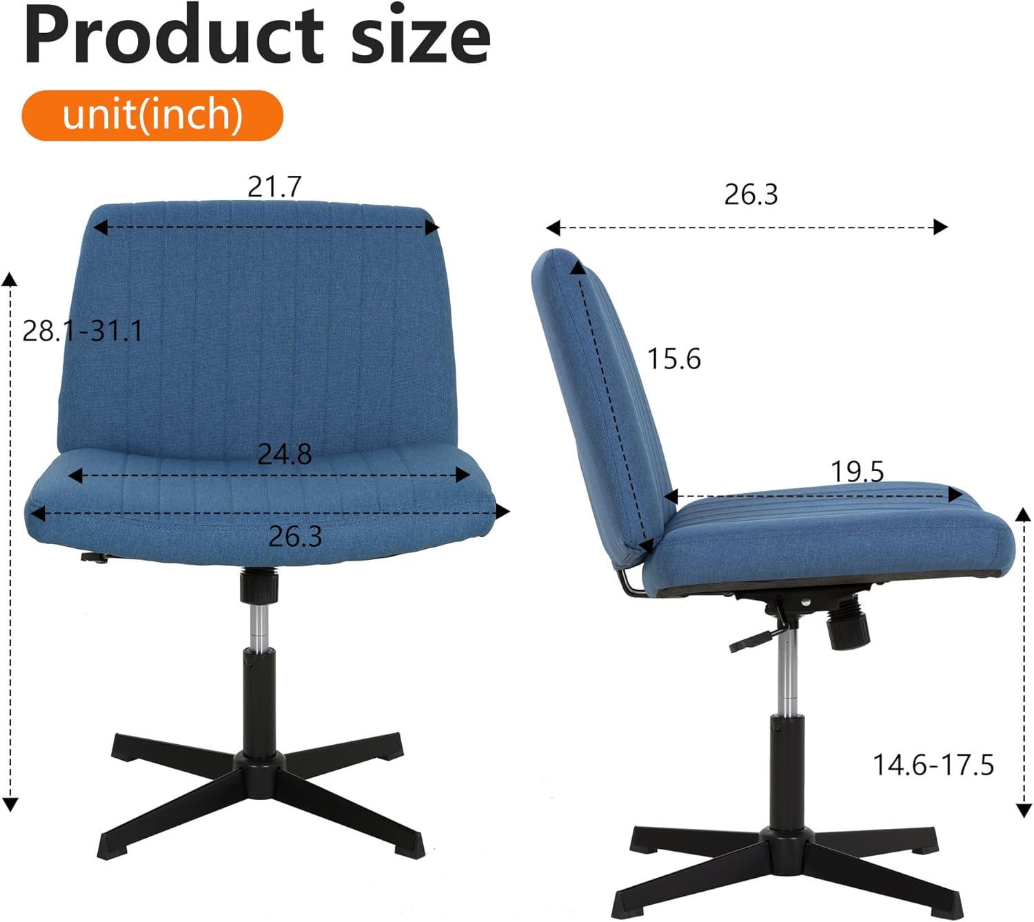 image:imageFDW Criss Cross Chair Armless Cross Legged Office Desk Chair Adjustable Swivel Ergonomic Gaming Chair No Wheels Backrest with Wide Seat Native Sponge Computer Task Vanity Chair for Home OfficeBlueBlue