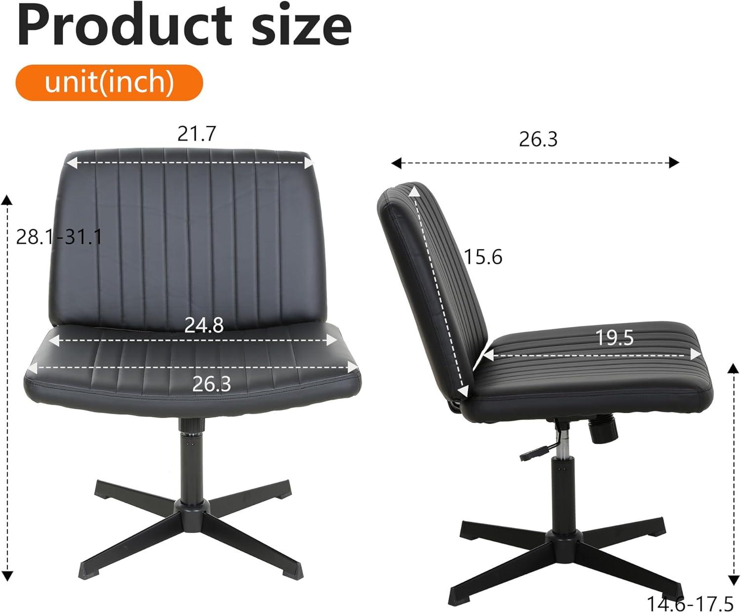 image:imageFDW Criss Cross Chair Armless Cross Legged Office Desk Chair Adjustable Swivel Ergonomic Gaming Chair No Wheels Backrest with Wide Seat Native Sponge Computer Task Vanity Chair for Home OfficeBlueBlack
