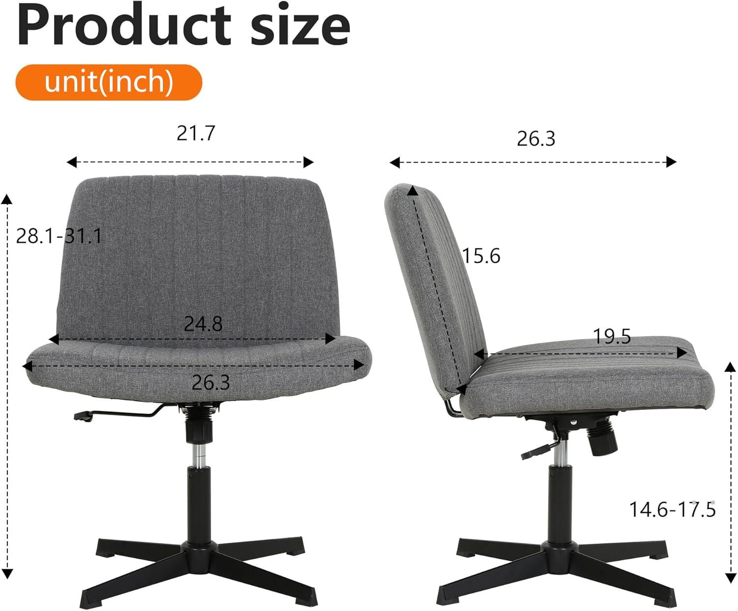 image:imageFDW Criss Cross Chair Armless Cross Legged Office Desk Chair Adjustable Swivel Ergonomic Gaming Chair No Wheels Backrest with Wide Seat Native Sponge Computer Task Vanity Chair for Home OfficeBlueGrey