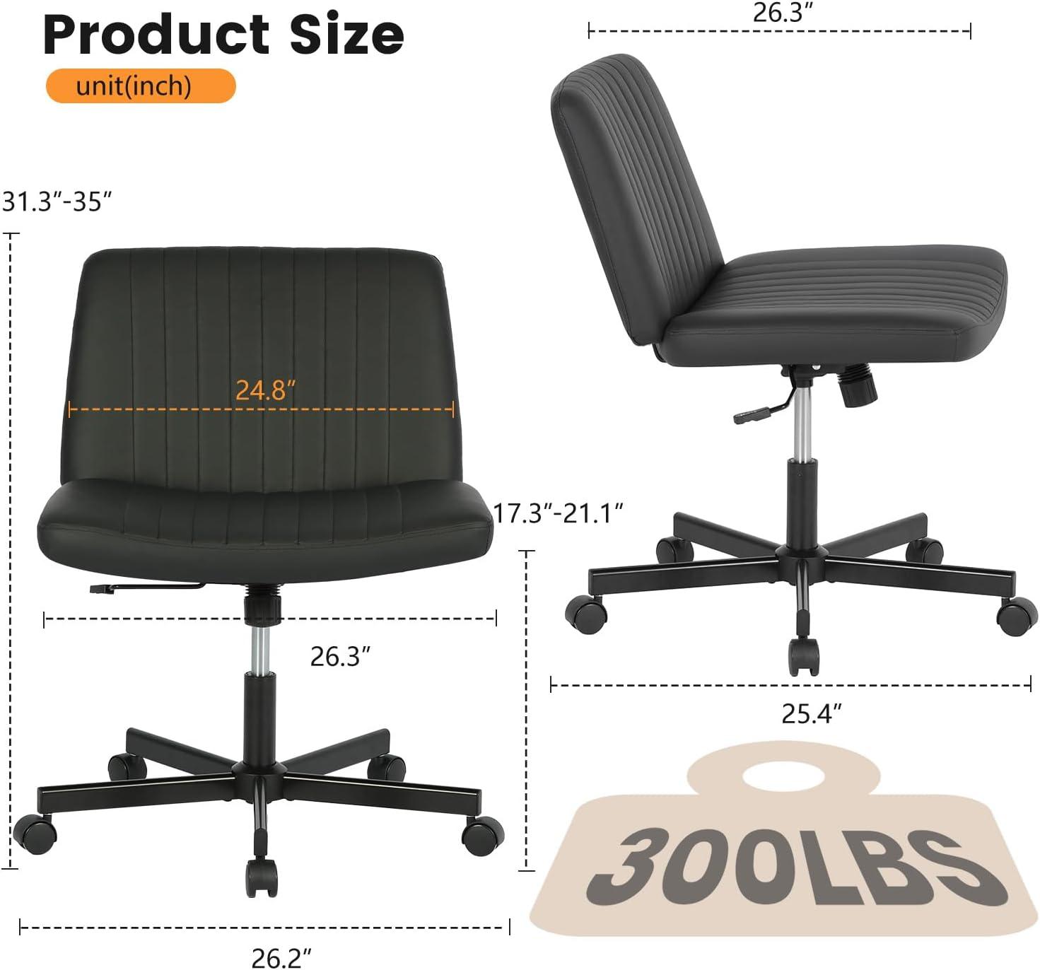 image:imageFDW Criss Cross Chair Armless Cross Legged Office Desk Chair Adjustable Swivel Ergonomic Gaming Chair No Wheels Backrest with Wide Seat Native Sponge Computer Task Vanity Chair for Home OfficeBlueBlack