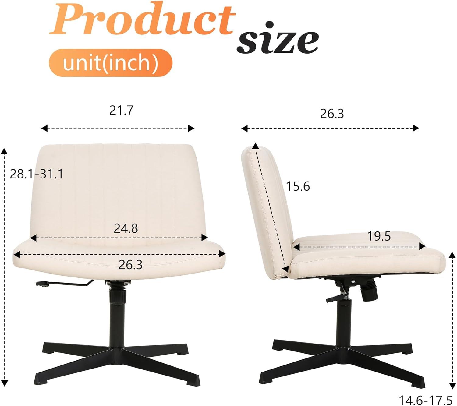 image:imageFDW Criss Cross Chair Armless Cross Legged Office Desk Chair Adjustable Swivel Ergonomic Gaming Chair No Wheels Backrest with Wide Seat Native Sponge Computer Task Vanity Chair for Home OfficeBlueCream
