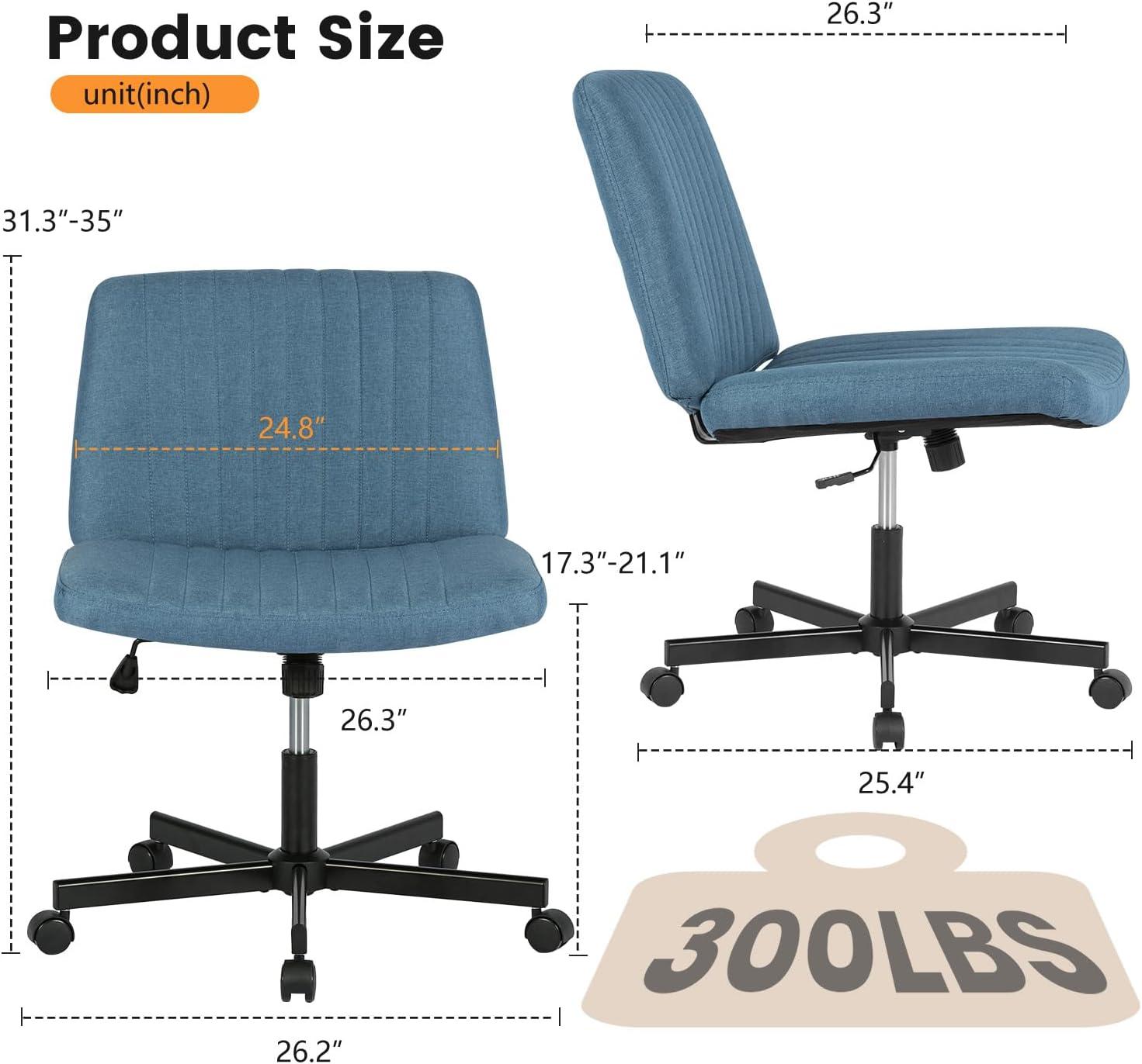 image:imageFDW Criss Cross Chair Armless Cross Legged Office Desk Chair Adjustable Swivel Ergonomic Gaming Chair No Wheels Backrest with Wide Seat Native Sponge Computer Task Vanity Chair for Home OfficeBlueBlue