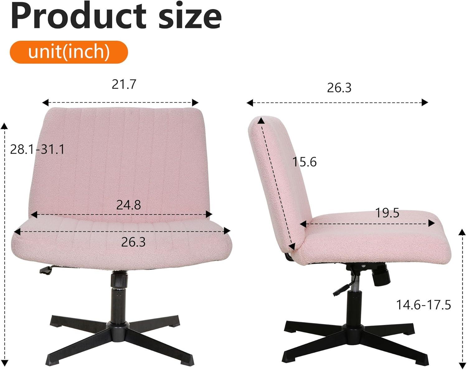 image:imageFDW Criss Cross Chair Armless Cross Legged Office Desk Chair Adjustable Swivel Ergonomic Gaming Chair No Wheels Backrest with Wide Seat Native Sponge Computer Task Vanity Chair for Home OfficeBluePink