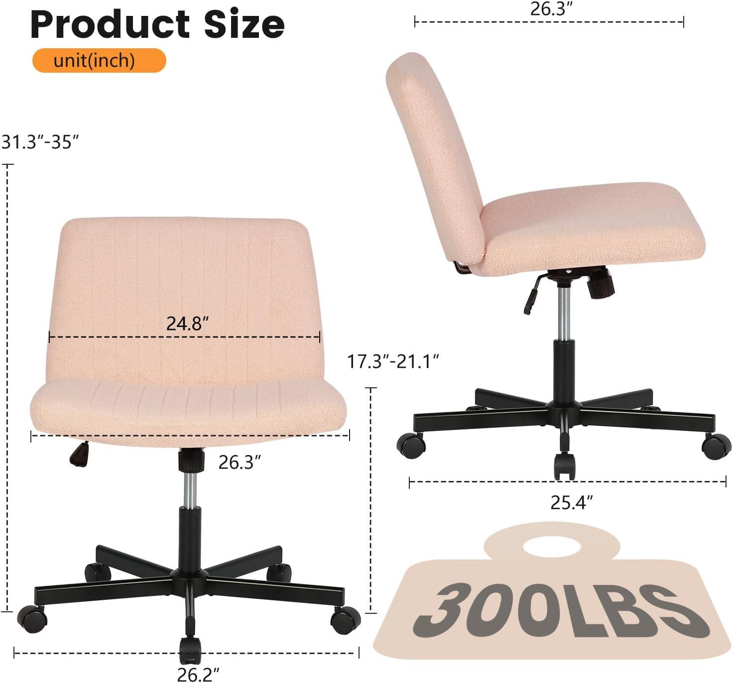 image:imageFDW Criss Cross Chair Armless Cross Legged Office Desk Chair Adjustable Swivel Ergonomic Gaming Chair No Wheels Backrest with Wide Seat Native Sponge Computer Task Vanity Chair for Home OfficeBluePink