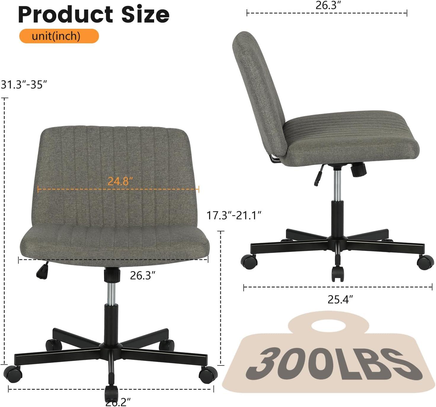 image:imageFDW Criss Cross Chair Armless Cross Legged Office Desk Chair Adjustable Swivel Ergonomic Gaming Chair No Wheels Backrest with Wide Seat Native Sponge Computer Task Vanity Chair for Home OfficeBlueGrey
