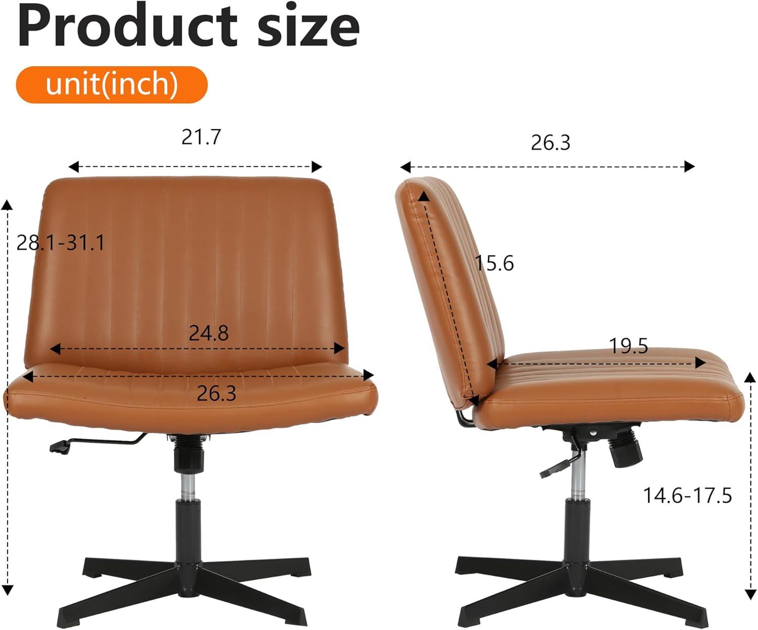 image:imageFDW Criss Cross Chair Armless Cross Legged Office Desk Chair Adjustable Swivel Ergonomic Gaming Chair No Wheels Backrest with Wide Seat Native Sponge Computer Task Vanity Chair for Home OfficeBlueBrown