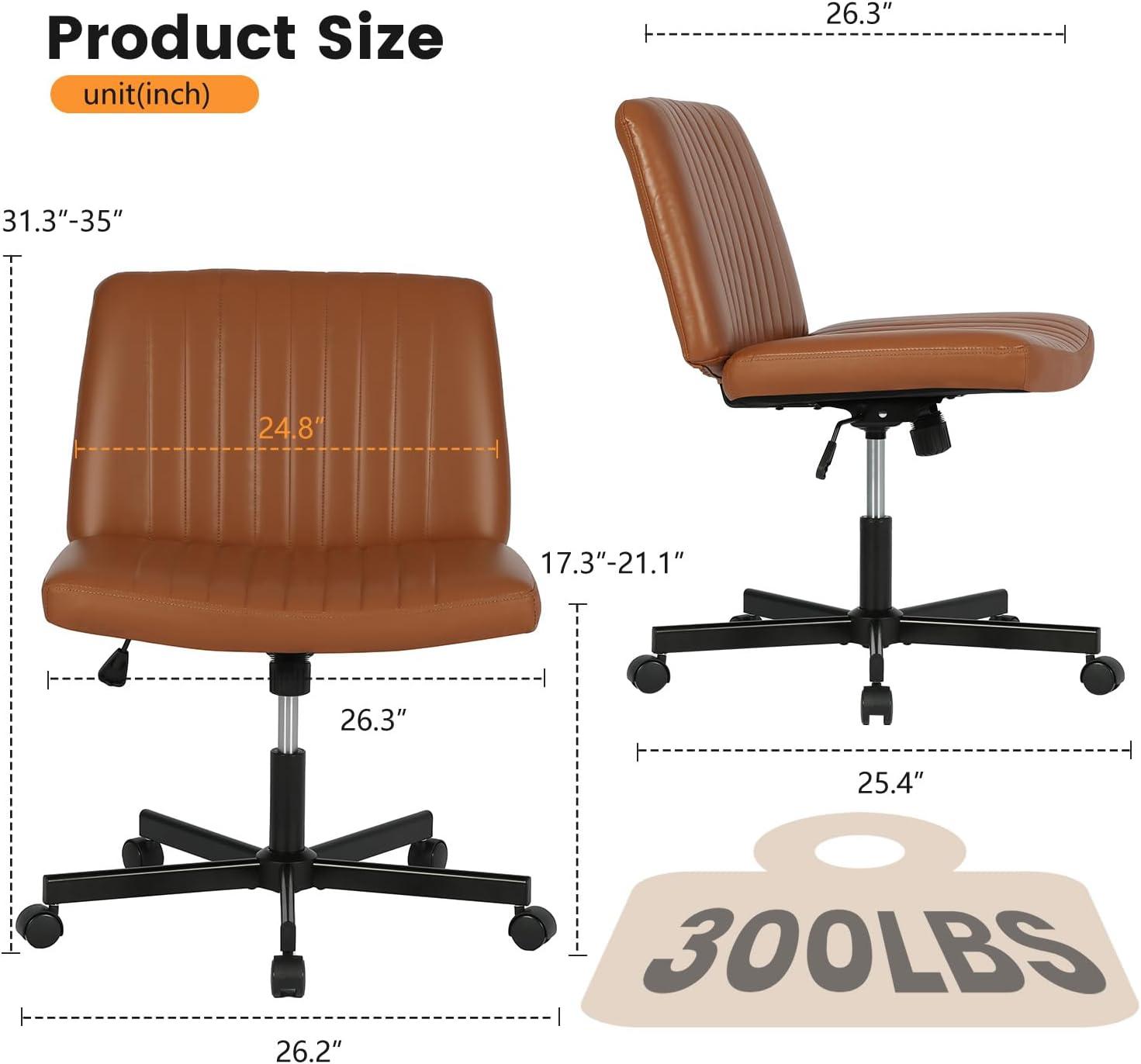 image:imageFDW Criss Cross Chair Armless Cross Legged Office Desk Chair Adjustable Swivel Ergonomic Gaming Chair No Wheels Backrest with Wide Seat Native Sponge Computer Task Vanity Chair for Home OfficeBlueBrown