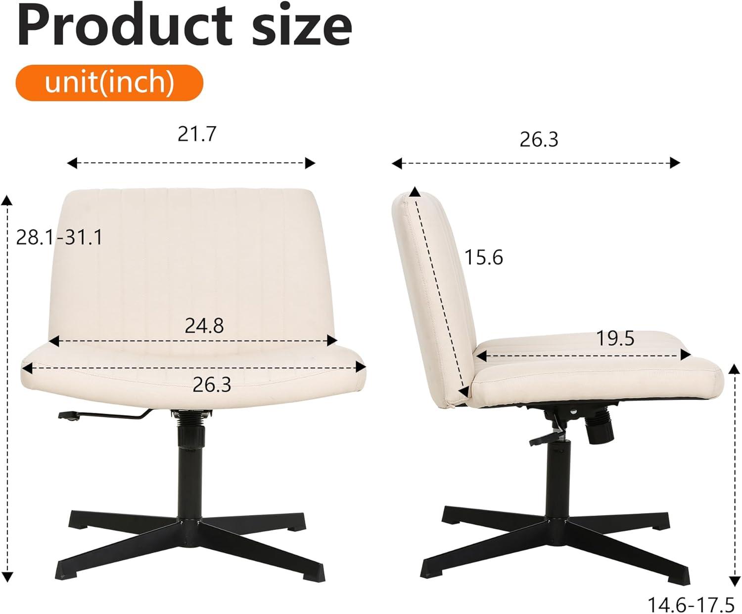 image:imageFDW Criss Cross Chair Armless Cross Legged Office Desk Chair Adjustable Swivel Ergonomic Gaming Chair No Wheels Backrest with Wide Seat Native Sponge Computer Task Vanity Chair for Home OfficeBlueBeige