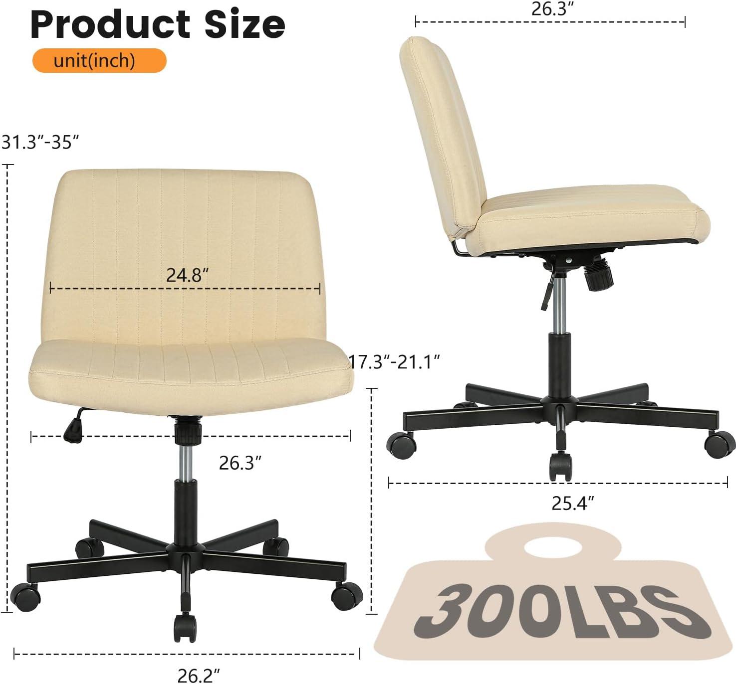 image:imageFDW Criss Cross Chair Armless Cross Legged Office Desk Chair Adjustable Swivel Ergonomic Gaming Chair No Wheels Backrest with Wide Seat Native Sponge Computer Task Vanity Chair for Home OfficeBlueBeige