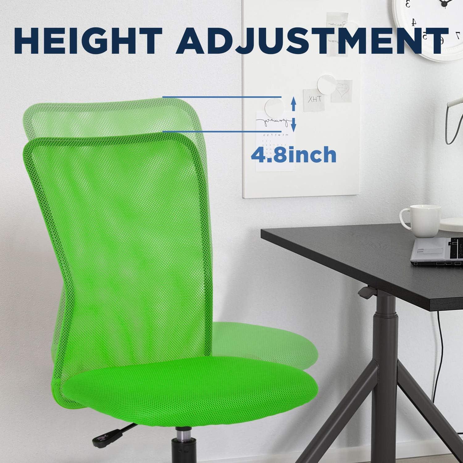 image:imageFDW Home Office Chair Mid Back Mesh Desk Chair Armless Computer Ergonomic Task Rolling Swivel Chair Back Support Adjustable Modern with Lumbar SupportBlueGreen
