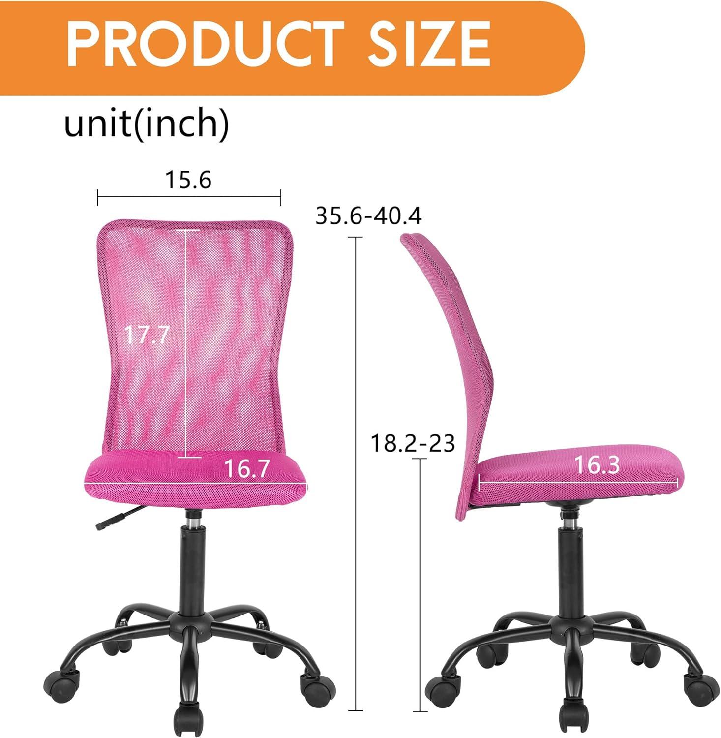 image:imageFDW Home Office Chair Mid Back Mesh Desk Chair Armless Computer Ergonomic Task Rolling Swivel Chair Back Support Adjustable Modern with Lumbar SupportBluePink