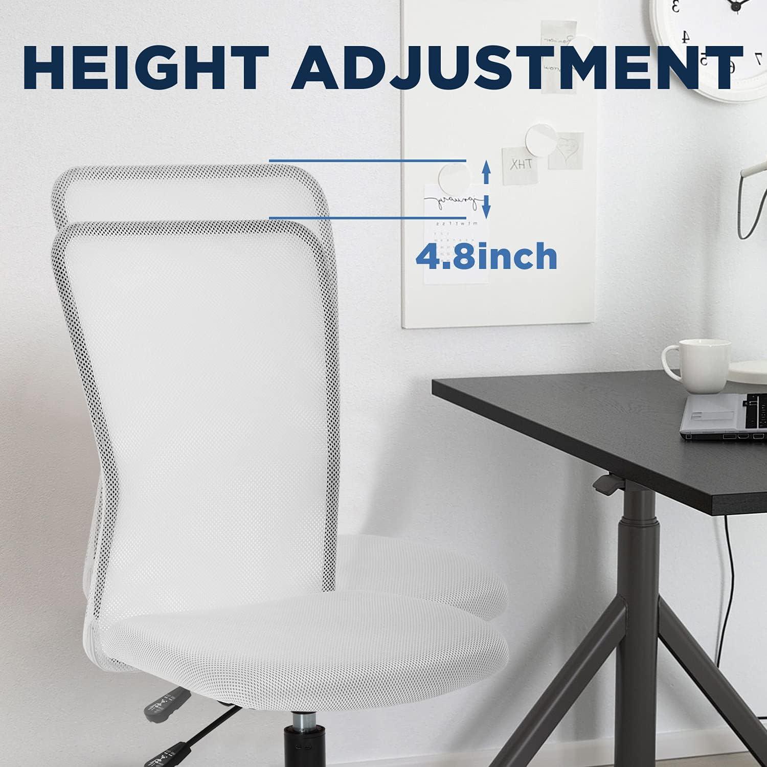 image:imageFDW Home Office Chair Mid Back Mesh Desk Chair Armless Computer Ergonomic Task Rolling Swivel Chair Back Support Adjustable Modern with Lumbar SupportBlueWhite