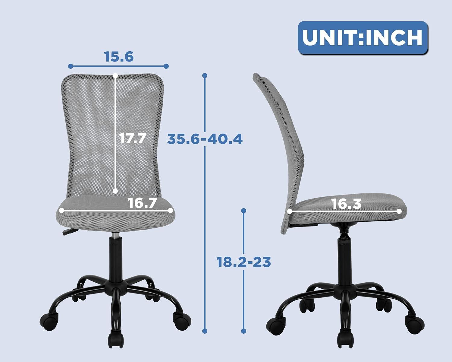 image:imageFDW Home Office Chair Mid Back Mesh Desk Chair Armless Computer Ergonomic Task Rolling Swivel Chair Back Support Adjustable Modern with Lumbar SupportBlueGrey