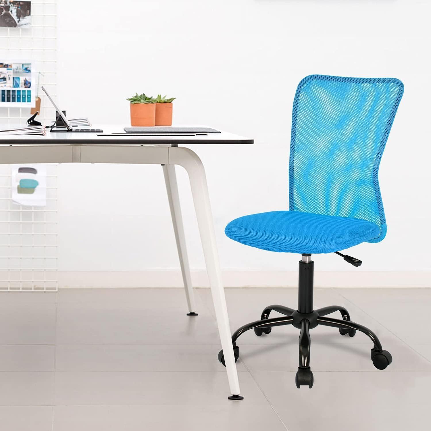 image:imageFDW Home Office Chair Mid Back Mesh Desk Chair Armless Computer Ergonomic Task Rolling Swivel Chair Back Support Adjustable Modern with Lumbar SupportBlueBlue