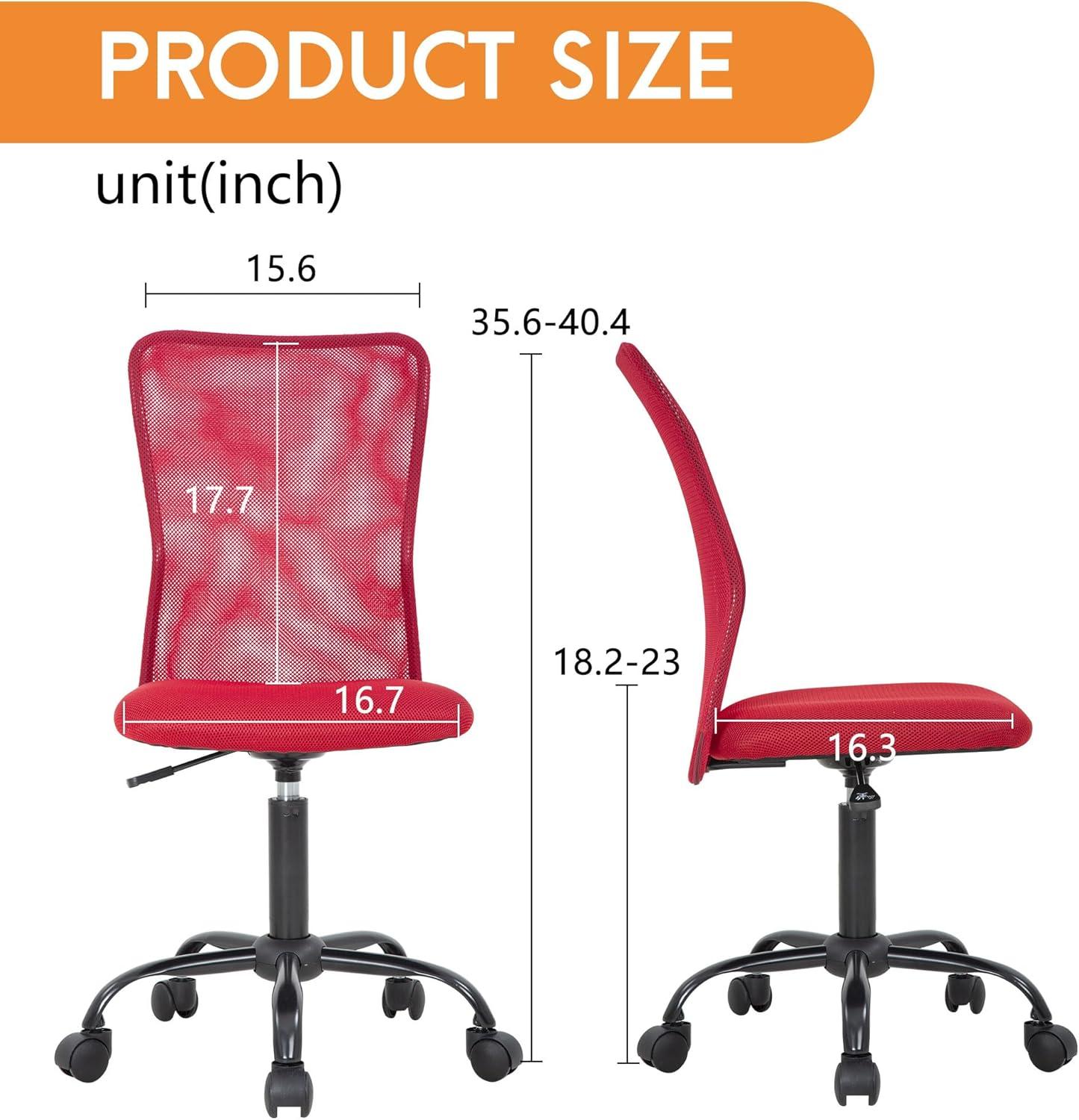 image:imageFDW Home Office Chair Mid Back Mesh Desk Chair Armless Computer Ergonomic Task Rolling Swivel Chair Back Support Adjustable Modern with Lumbar SupportBlueRed