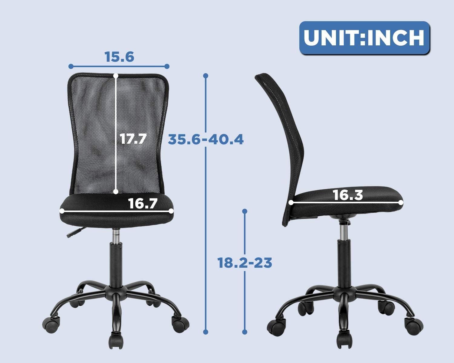 image:imageFDW Home Office Chair Mid Back Mesh Desk Chair Armless Computer Ergonomic Task Rolling Swivel Chair Back Support Adjustable Modern with Lumbar SupportBlueBlack