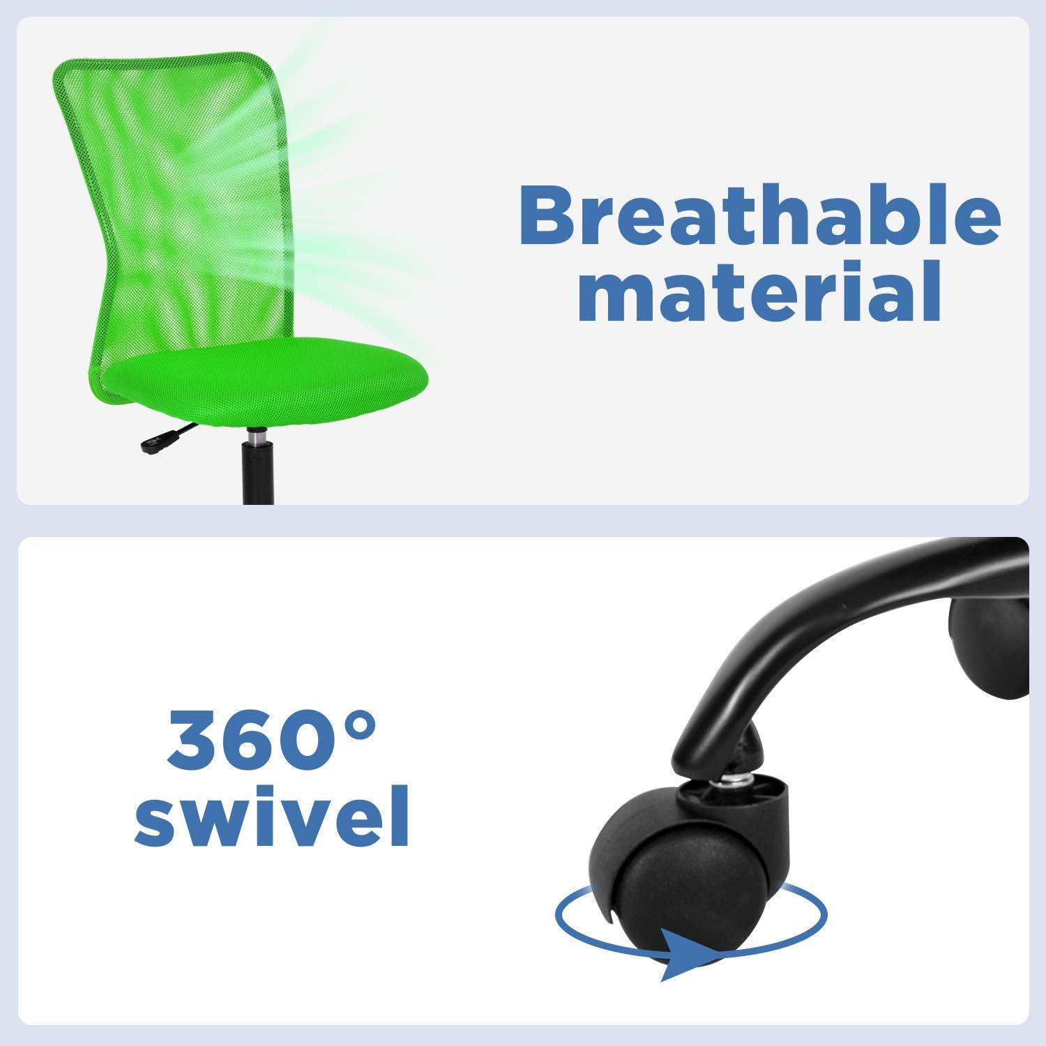 image:imageFDW Home Office Chair Mid Back Mesh Desk Chair Armless Computer Ergonomic Task Rolling Swivel Chair Back Support Adjustable Modern with Lumbar SupportBlueGreen