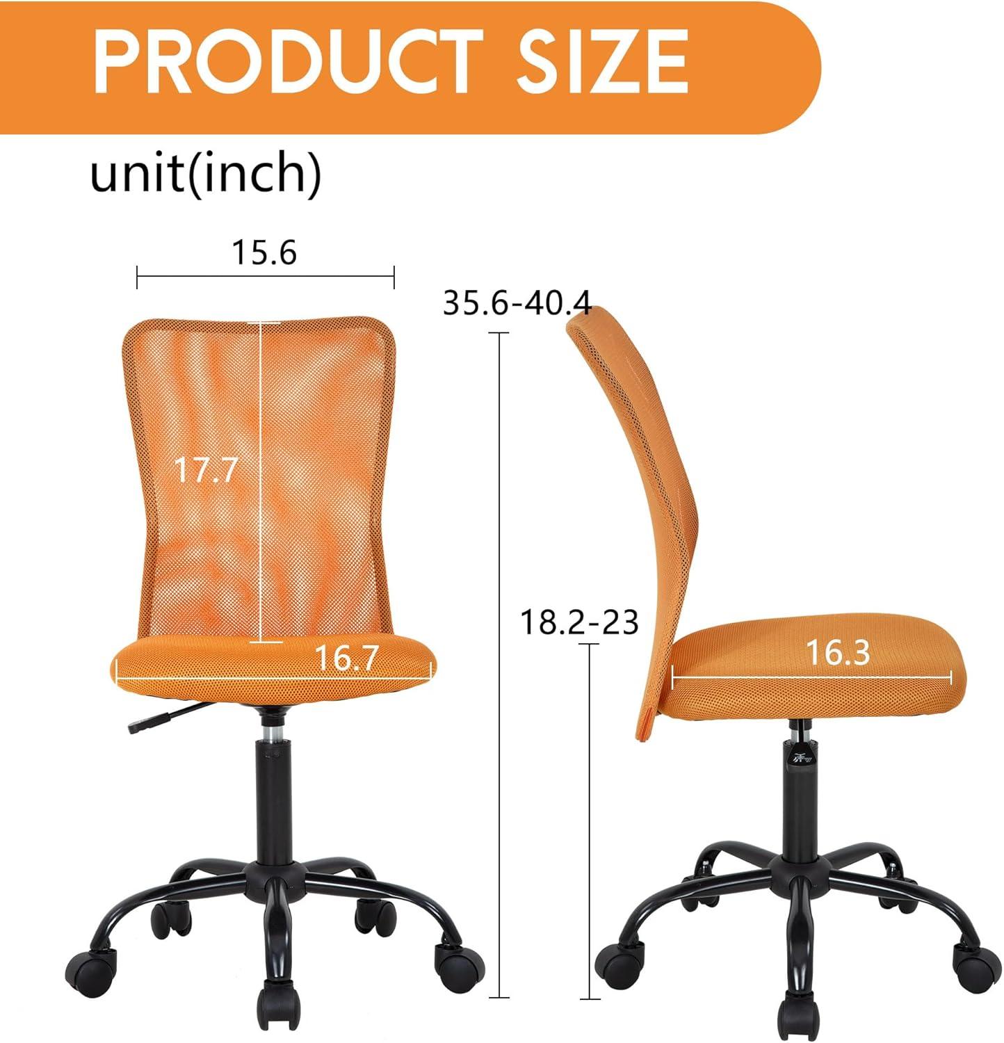 image:imageFDW Home Office Chair Mid Back Mesh Desk Chair Armless Computer Ergonomic Task Rolling Swivel Chair Back Support Adjustable Modern with Lumbar SupportBlueOrange