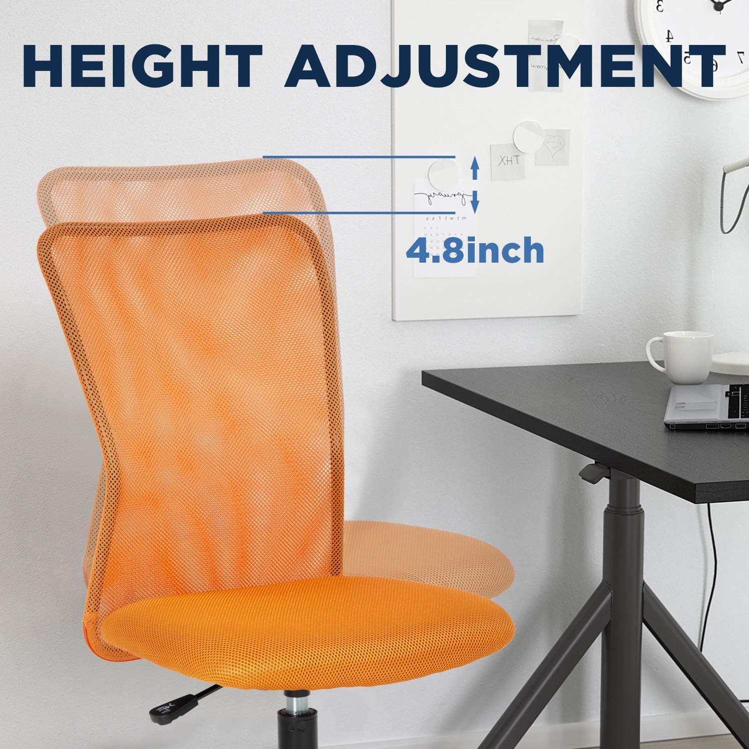 image:imageFDW Home Office Chair Mid Back Mesh Desk Chair Armless Computer Ergonomic Task Rolling Swivel Chair Back Support Adjustable Modern with Lumbar SupportBlueOrange
