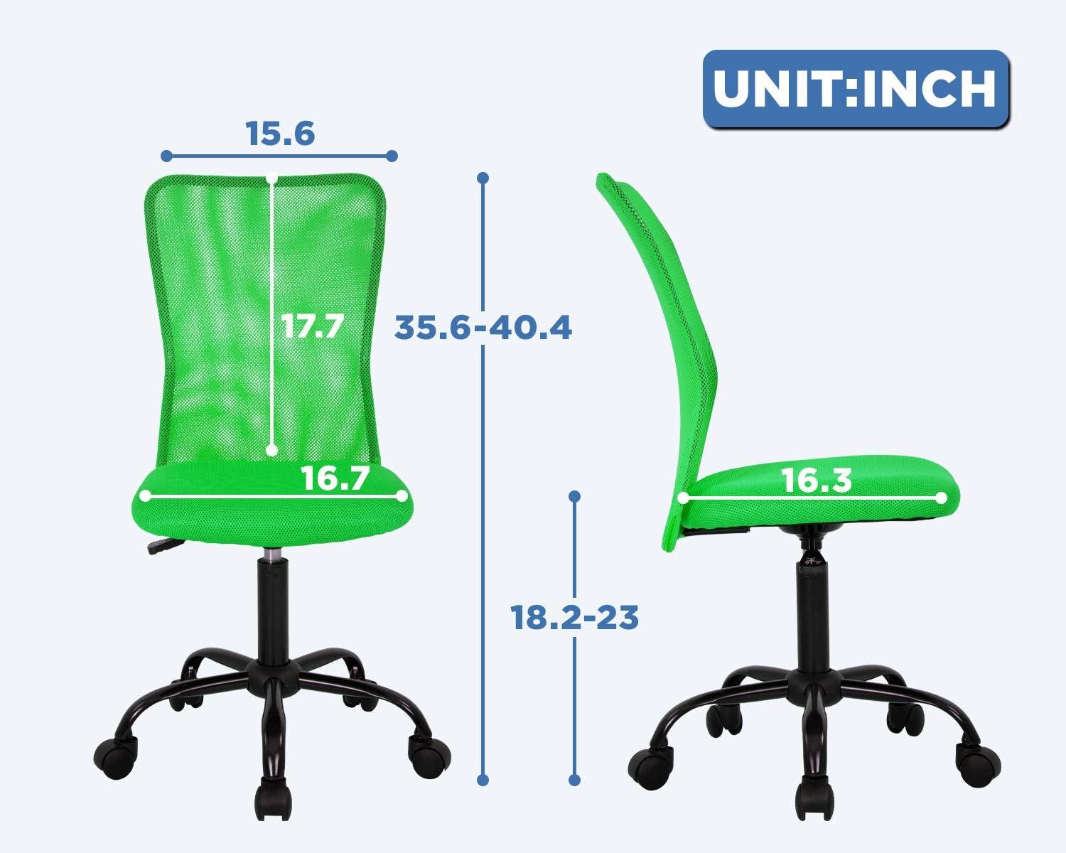 image:imageFDW Home Office Chair Mid Back Mesh Desk Chair Armless Computer Ergonomic Task Rolling Swivel Chair Back Support Adjustable Modern with Lumbar SupportBlueGreen