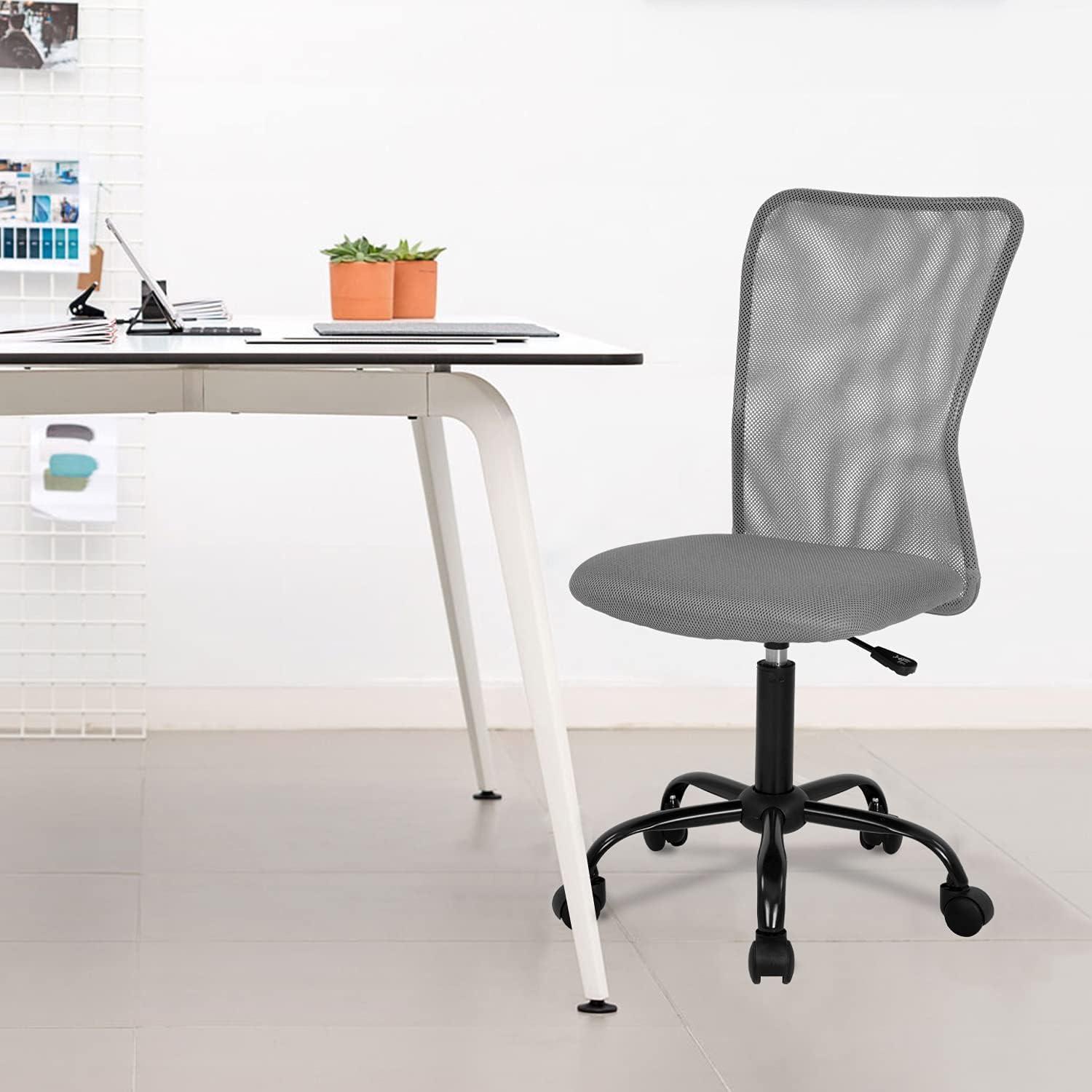 image:imageFDW Home Office Chair Mid Back Mesh Desk Chair Armless Computer Ergonomic Task Rolling Swivel Chair Back Support Adjustable Modern with Lumbar SupportBlueGrey