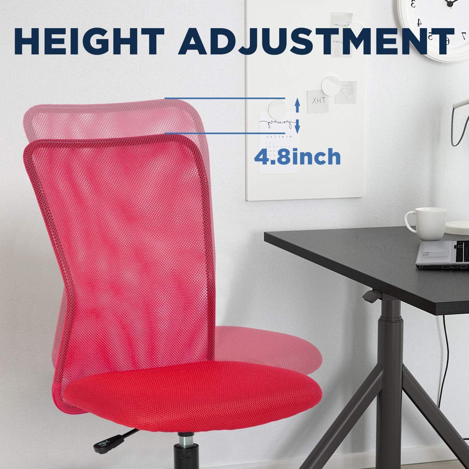 image:imageFDW Home Office Chair Mid Back Mesh Desk Chair Armless Computer Ergonomic Task Rolling Swivel Chair Back Support Adjustable Modern with Lumbar SupportBlueRed