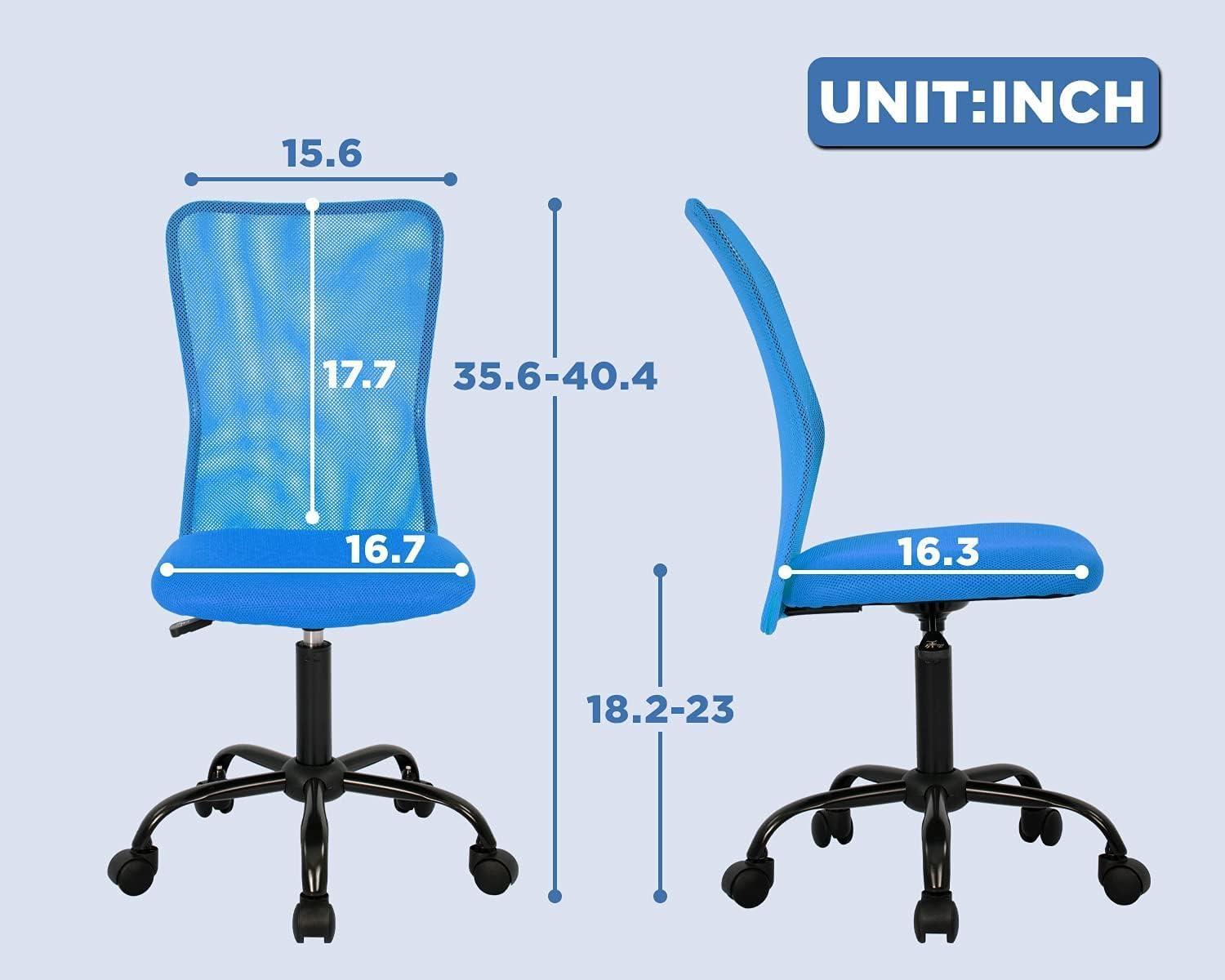 image:imageFDW Home Office Chair Mid Back Mesh Desk Chair Armless Computer Ergonomic Task Rolling Swivel Chair Back Support Adjustable Modern with Lumbar SupportBlueBlue
