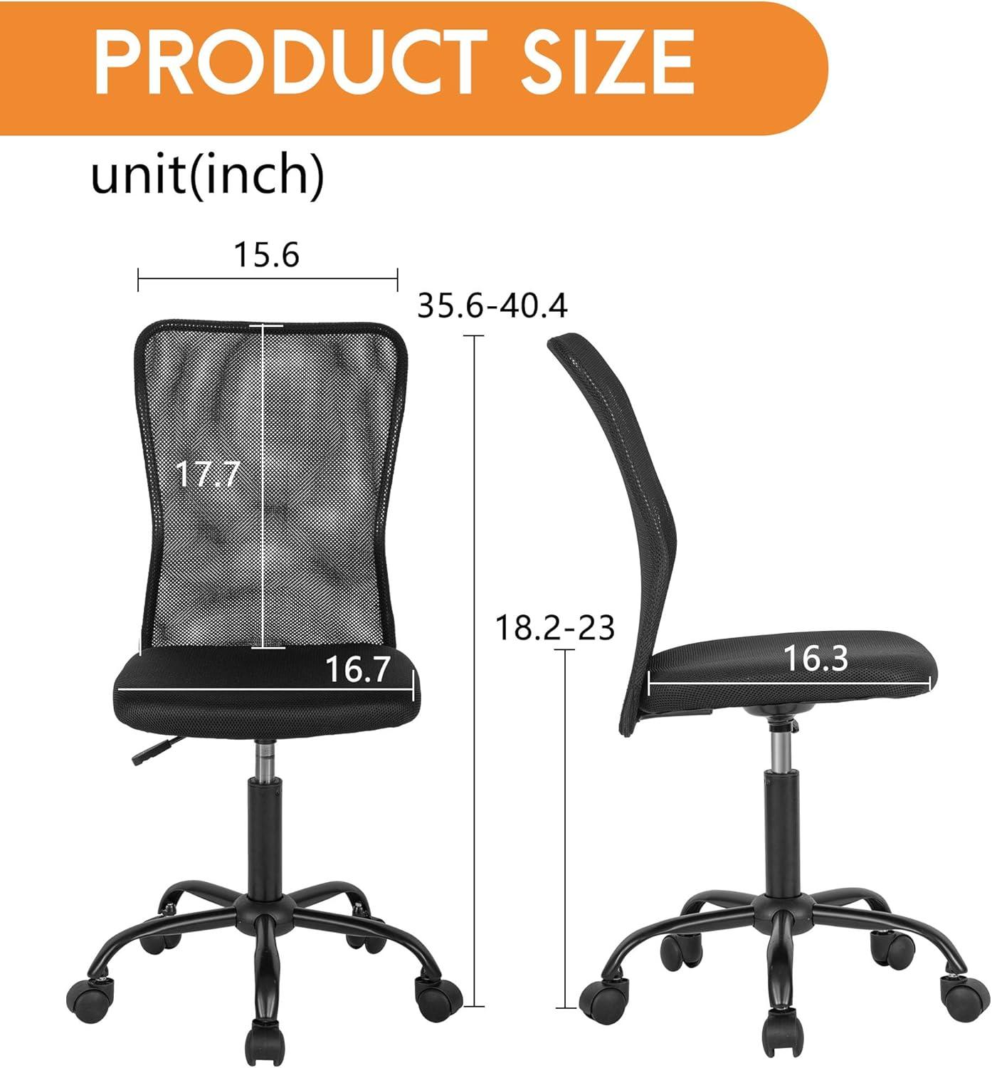 image:imageFDW Home Office Chair Mid Back Mesh Desk Chair Armless Computer Ergonomic Task Rolling Swivel Chair Back Support Adjustable Modern with Lumbar SupportBlueBlack