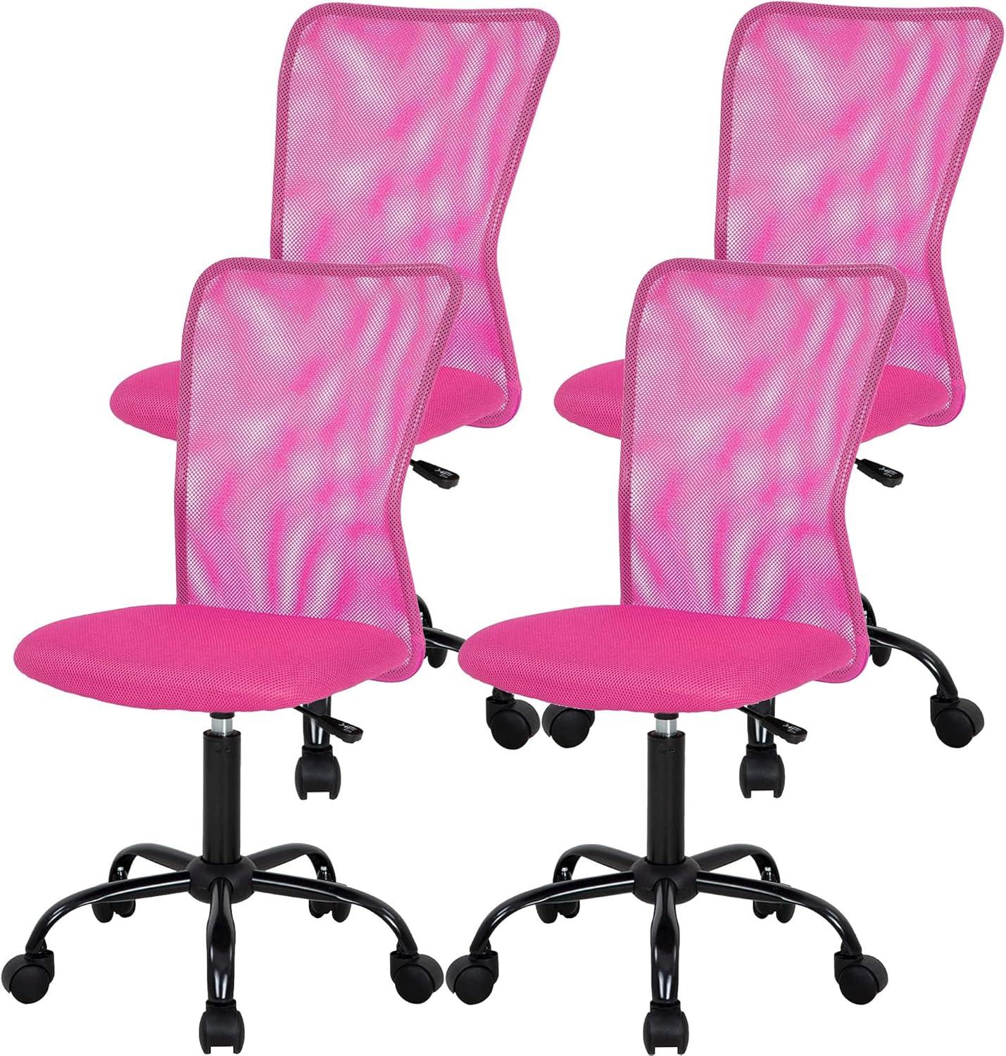 image:imageFDW Home Office Chair Mid Back Mesh Desk Chair Armless Computer Ergonomic Task Rolling Swivel Chair Back Support Adjustable Modern with Lumbar SupportBluePink