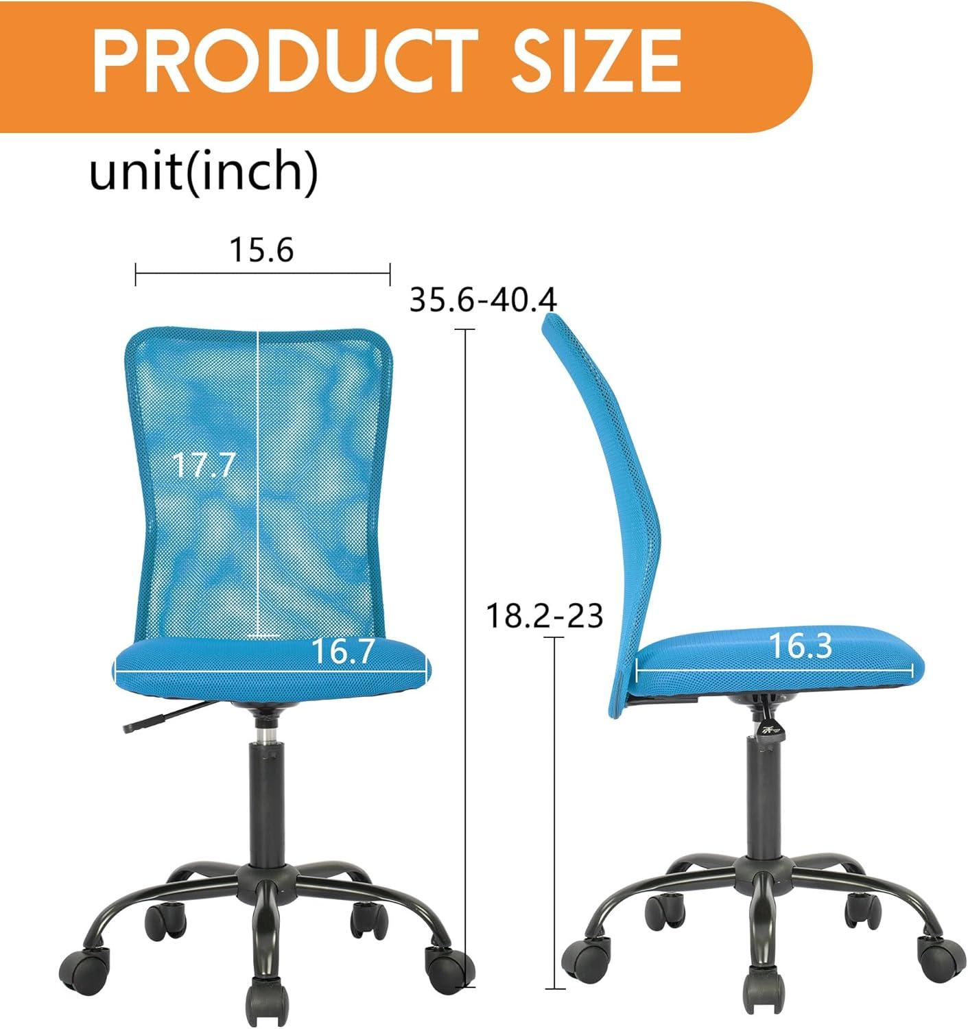 image:imageFDW Home Office Chair Mid Back Mesh Desk Chair Armless Computer Ergonomic Task Rolling Swivel Chair Back Support Adjustable Modern with Lumbar SupportBlueBlue