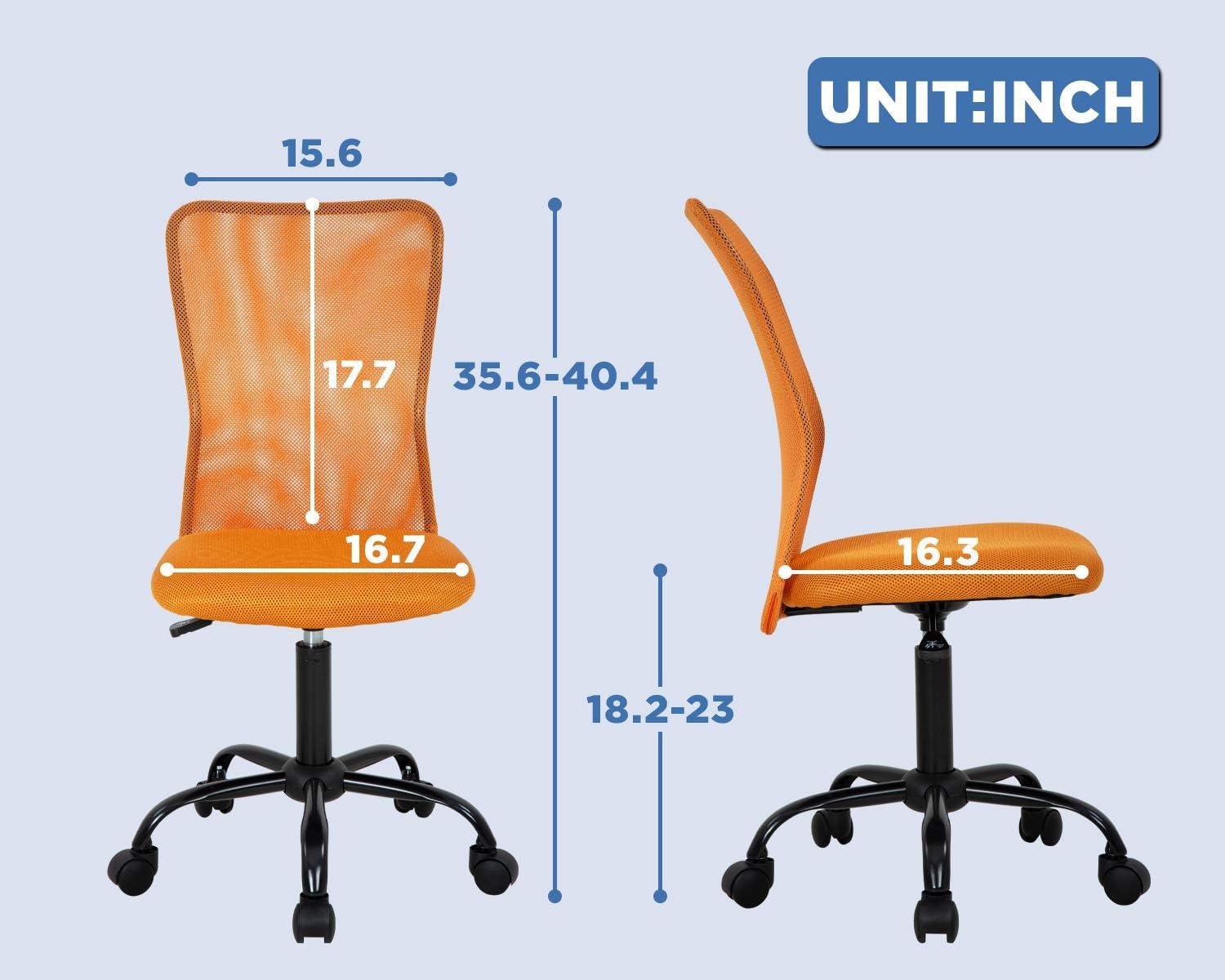 image:imageFDW Home Office Chair Mid Back Mesh Desk Chair Armless Computer Ergonomic Task Rolling Swivel Chair Back Support Adjustable Modern with Lumbar SupportBlueOrange