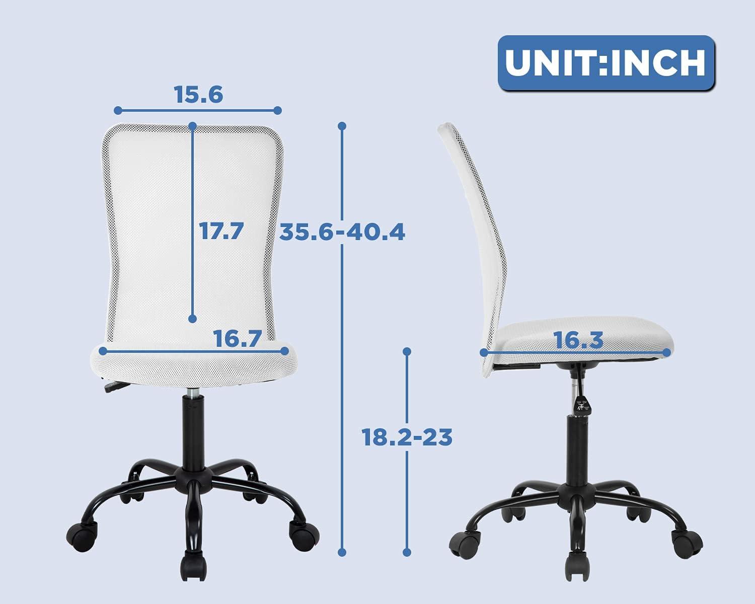image:imageFDW Home Office Chair Mid Back Mesh Desk Chair Armless Computer Ergonomic Task Rolling Swivel Chair Back Support Adjustable Modern with Lumbar SupportBlueWhite