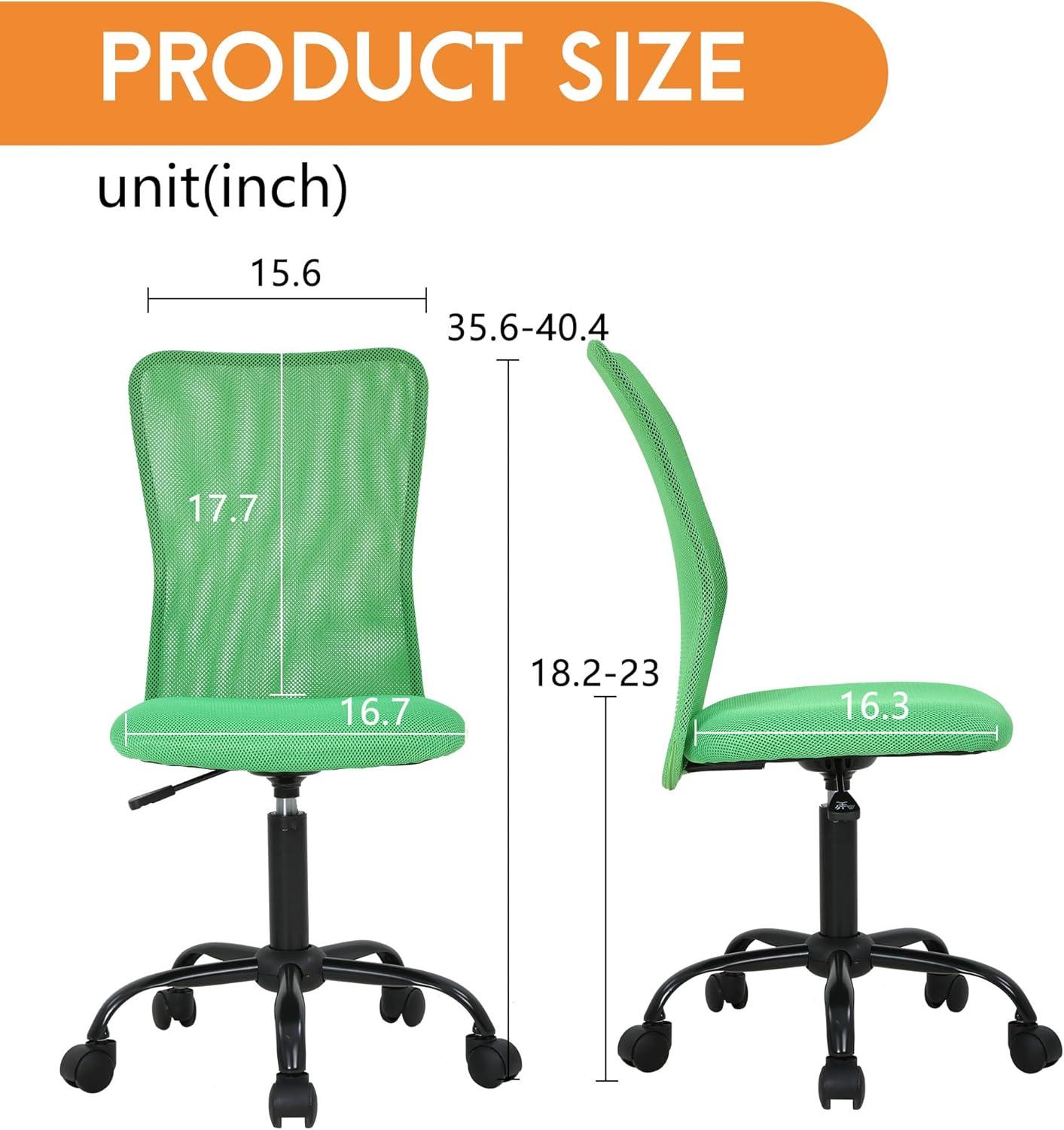 image:imageFDW Home Office Chair Mid Back Mesh Desk Chair Armless Computer Ergonomic Task Rolling Swivel Chair Back Support Adjustable Modern with Lumbar SupportBlueGreen