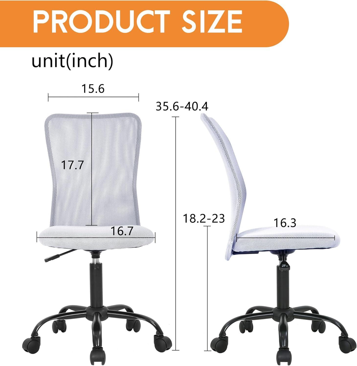 image:imageFDW Home Office Chair Mid Back Mesh Desk Chair Armless Computer Ergonomic Task Rolling Swivel Chair Back Support Adjustable Modern with Lumbar SupportBlueWhite