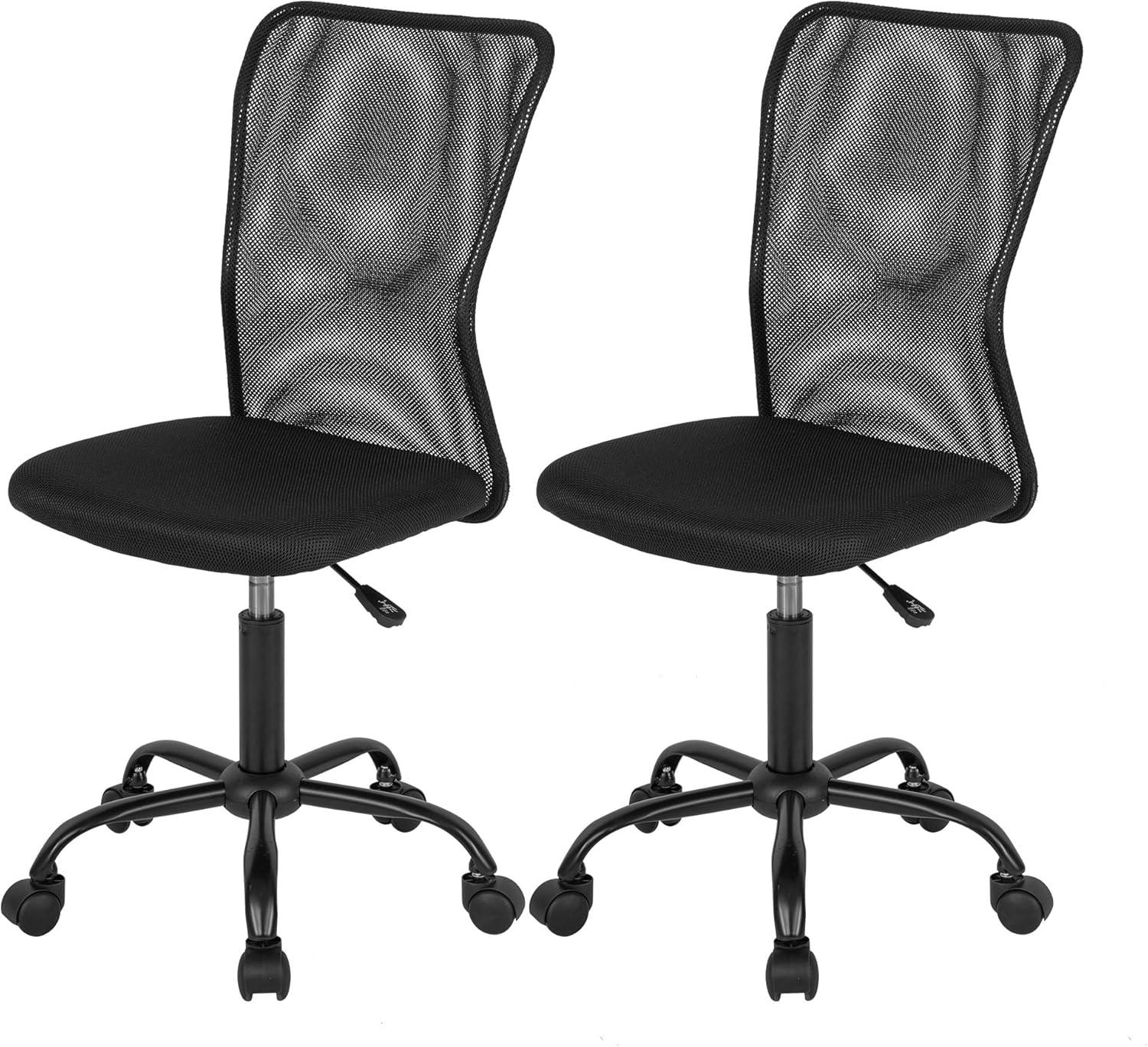 image:imageFDW Home Office Chair Mid Back Mesh Desk Chair Armless Computer Ergonomic Task Rolling Swivel Chair Back Support Adjustable Modern with Lumbar SupportBlueBlack