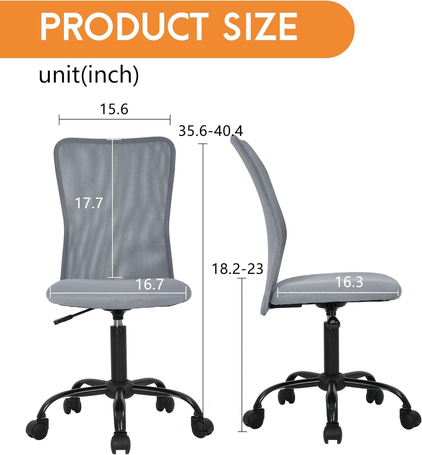 image:imageFDW Home Office Chair Mid Back Mesh Desk Chair Armless Computer Ergonomic Task Rolling Swivel Chair Back Support Adjustable Modern with Lumbar SupportBlueGrey