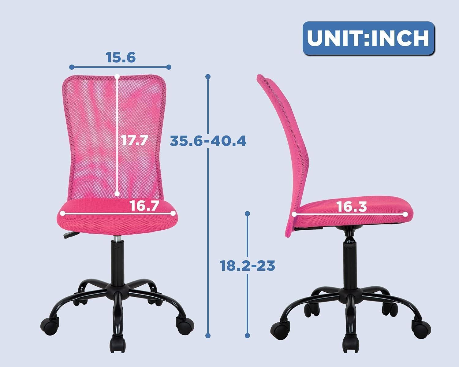 image:imageFDW Home Office Chair Mid Back Mesh Desk Chair Armless Computer Ergonomic Task Rolling Swivel Chair Back Support Adjustable Modern with Lumbar SupportBluePink
