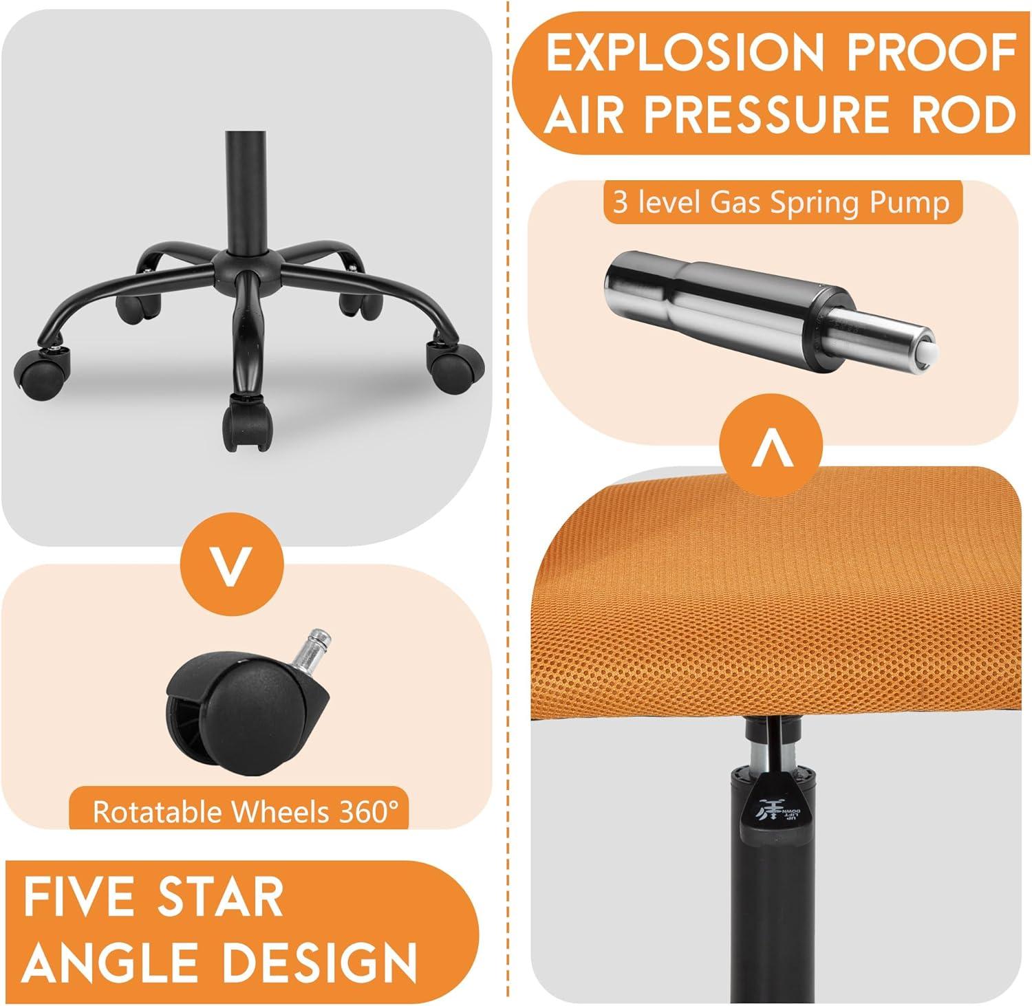 image:imageFDW Home Office Chair Mid Back Mesh Desk Chair Armless Computer Ergonomic Task Rolling Swivel Chair Back Support Adjustable Modern with Lumbar SupportBlueOrange