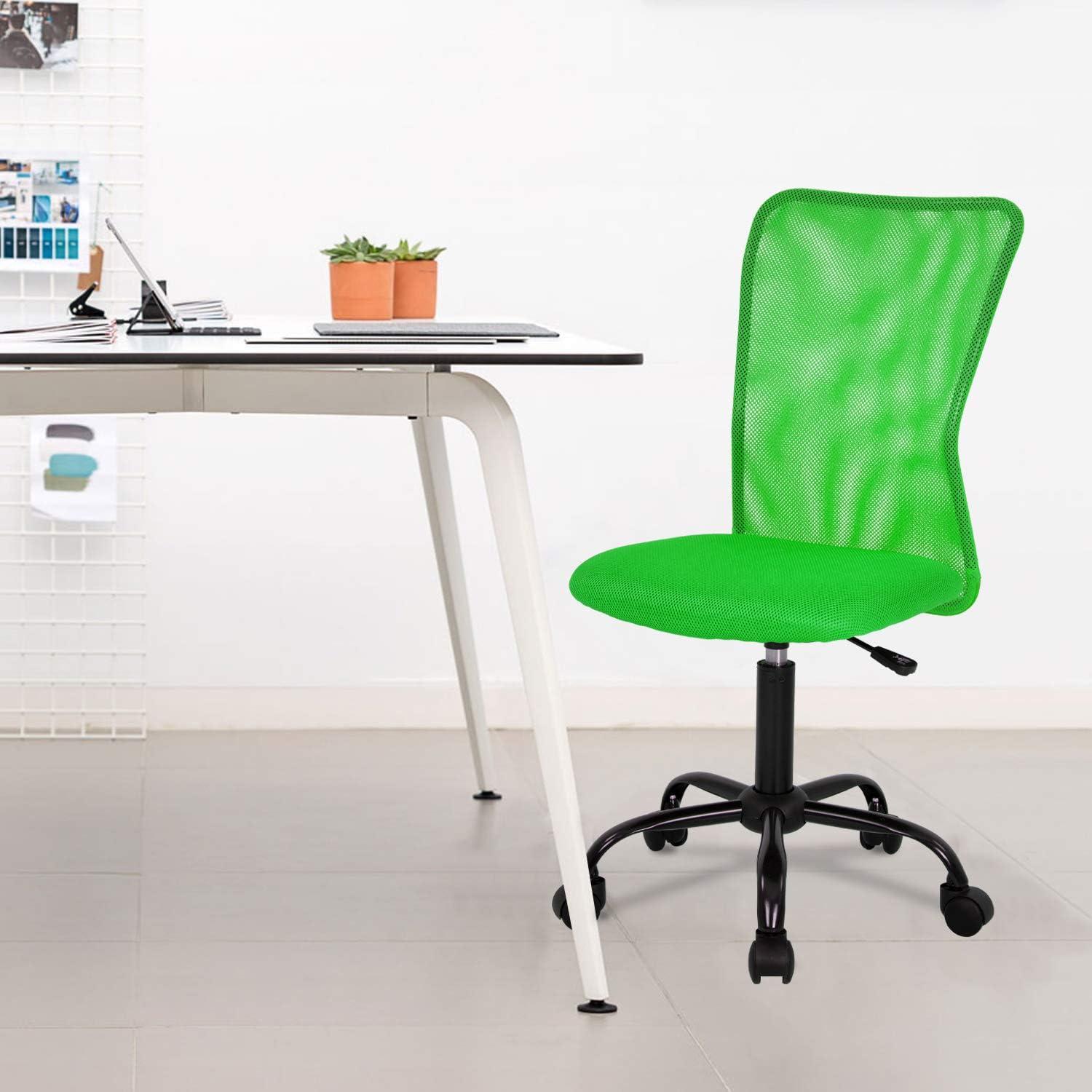 image:imageFDW Home Office Chair Mid Back Mesh Desk Chair Armless Computer Ergonomic Task Rolling Swivel Chair Back Support Adjustable Modern with Lumbar SupportBlueGreen