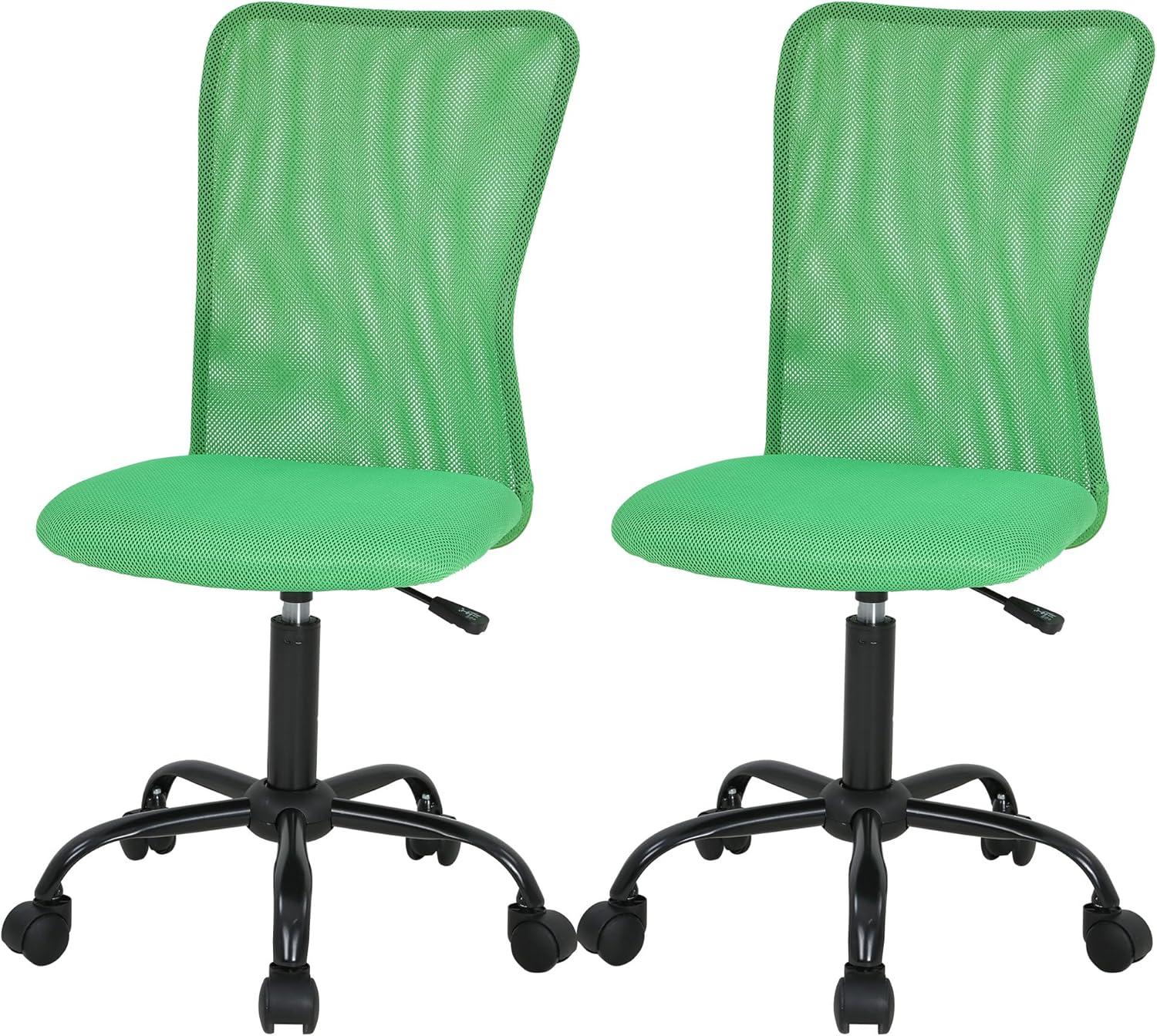 image:imageFDW Home Office Chair Mid Back Mesh Desk Chair Armless Computer Ergonomic Task Rolling Swivel Chair Back Support Adjustable Modern with Lumbar SupportBlueGreen