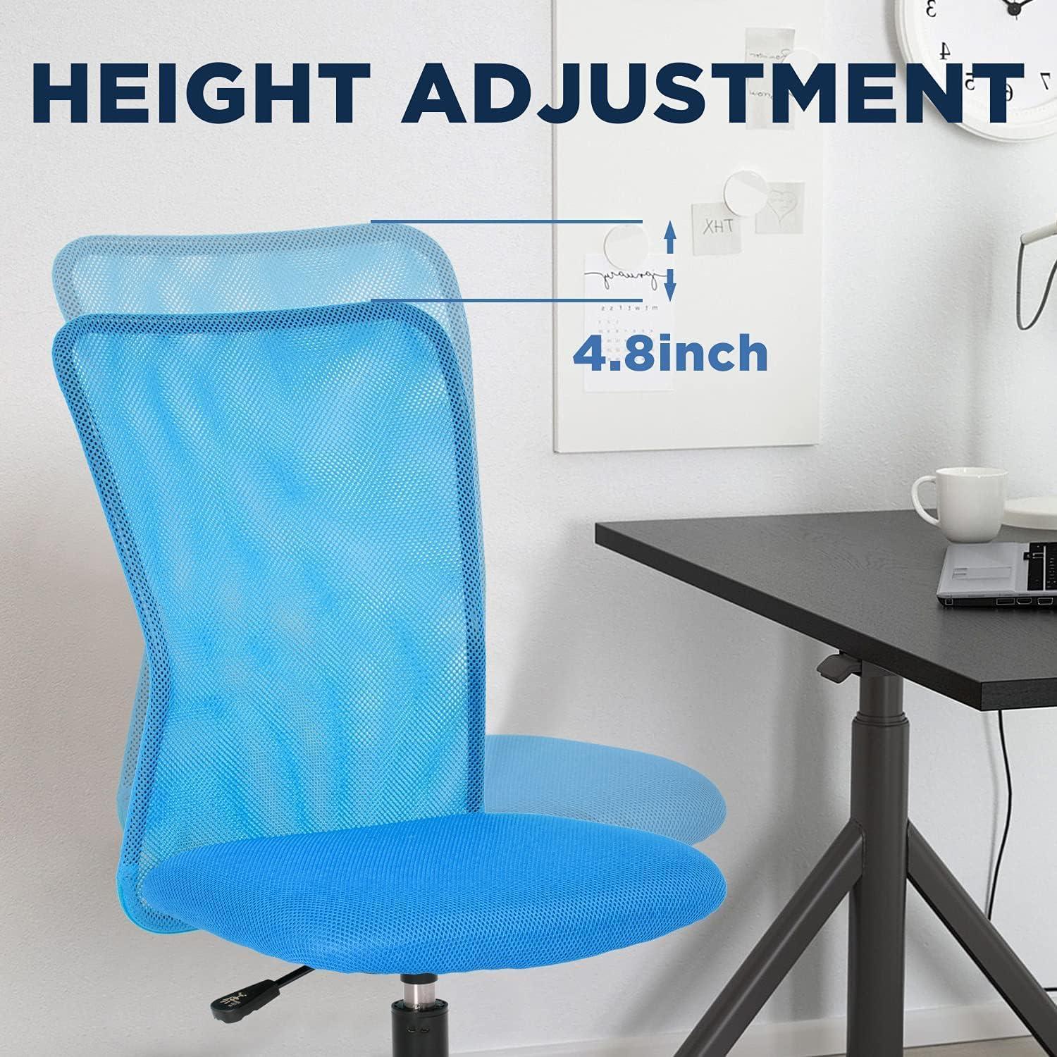 image:imageFDW Home Office Chair Mid Back Mesh Desk Chair Armless Computer Ergonomic Task Rolling Swivel Chair Back Support Adjustable Modern with Lumbar SupportBlueBlue