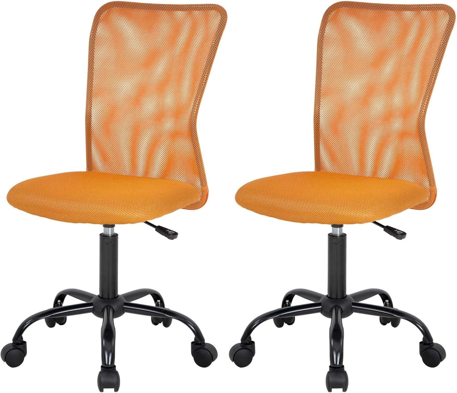 image:imageFDW Home Office Chair Mid Back Mesh Desk Chair Armless Computer Ergonomic Task Rolling Swivel Chair Back Support Adjustable Modern with Lumbar SupportBlueOrange