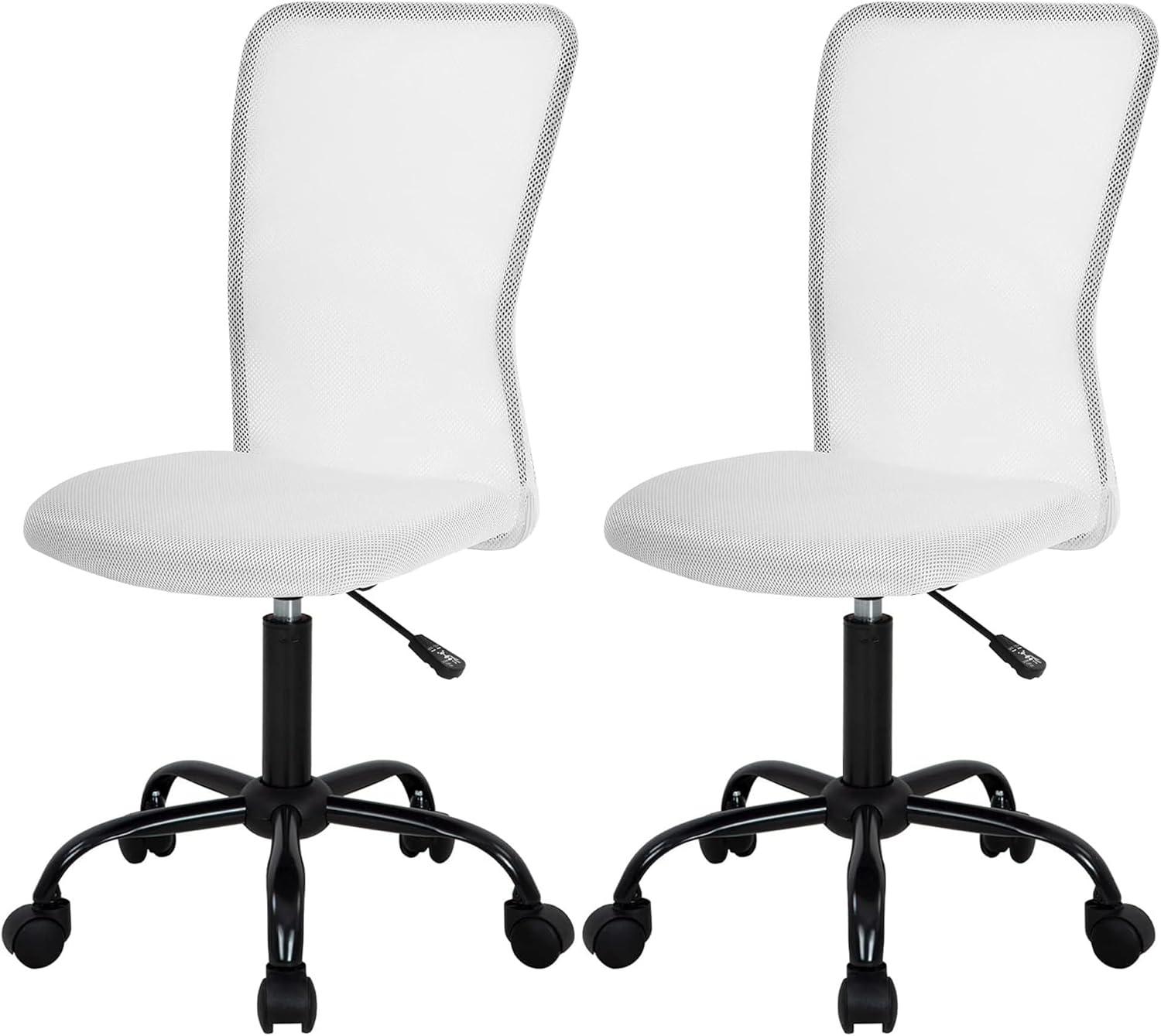 image:imageFDW Home Office Chair Mid Back Mesh Desk Chair Armless Computer Ergonomic Task Rolling Swivel Chair Back Support Adjustable Modern with Lumbar SupportBlueWhite