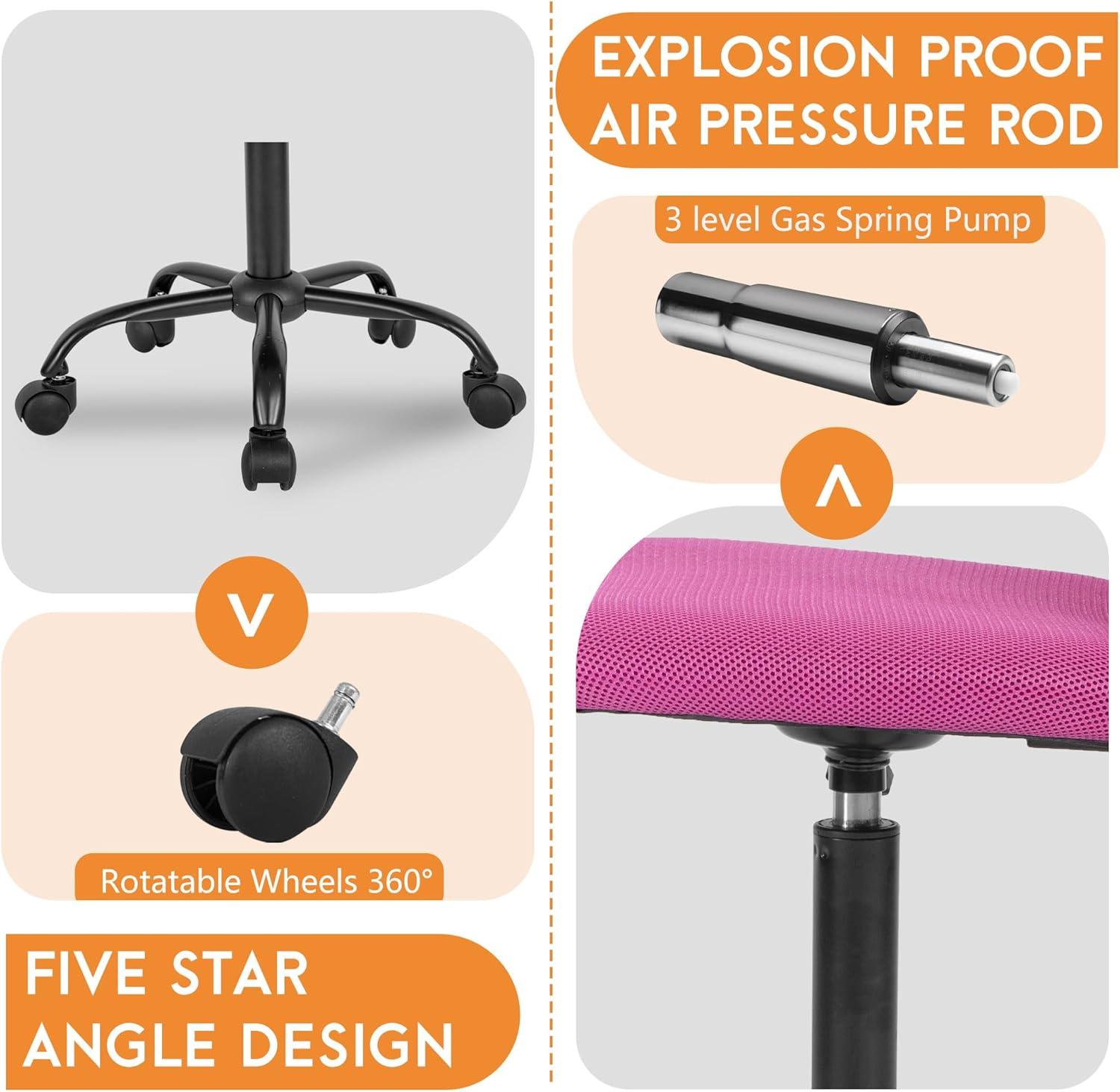 image:imageFDW Home Office Chair Mid Back Mesh Desk Chair Armless Computer Ergonomic Task Rolling Swivel Chair Back Support Adjustable Modern with Lumbar SupportBluePink