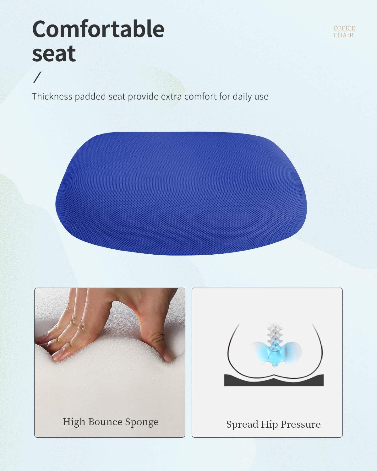 image:imageFDW Home Office Chair Mid Back PC Swivel Lumbar Support Adjustable Desk Task Computer Ergonomic Comfortable Mesh Chair with Armrest BlackBlue