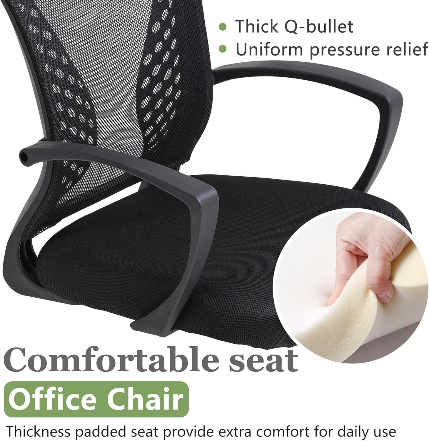 image:imageFDW Home Office Chair Mid Back PC Swivel Lumbar Support Adjustable Desk Task Computer Ergonomic Comfortable Mesh Chair with Armrest BlackDark Black