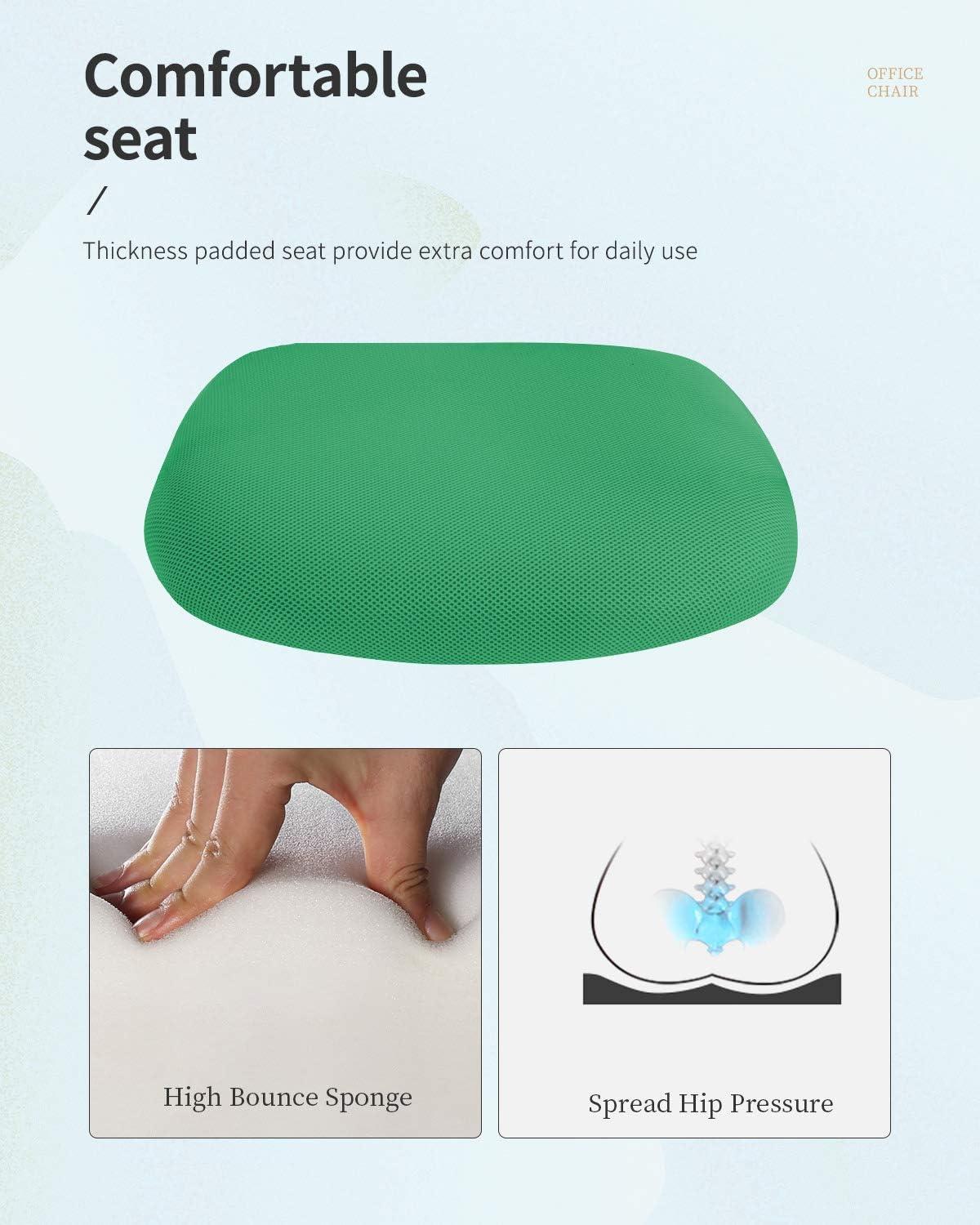 image:imageFDW Home Office Chair Mid Back PC Swivel Lumbar Support Adjustable Desk Task Computer Ergonomic Comfortable Mesh Chair with Armrest BlackGreen