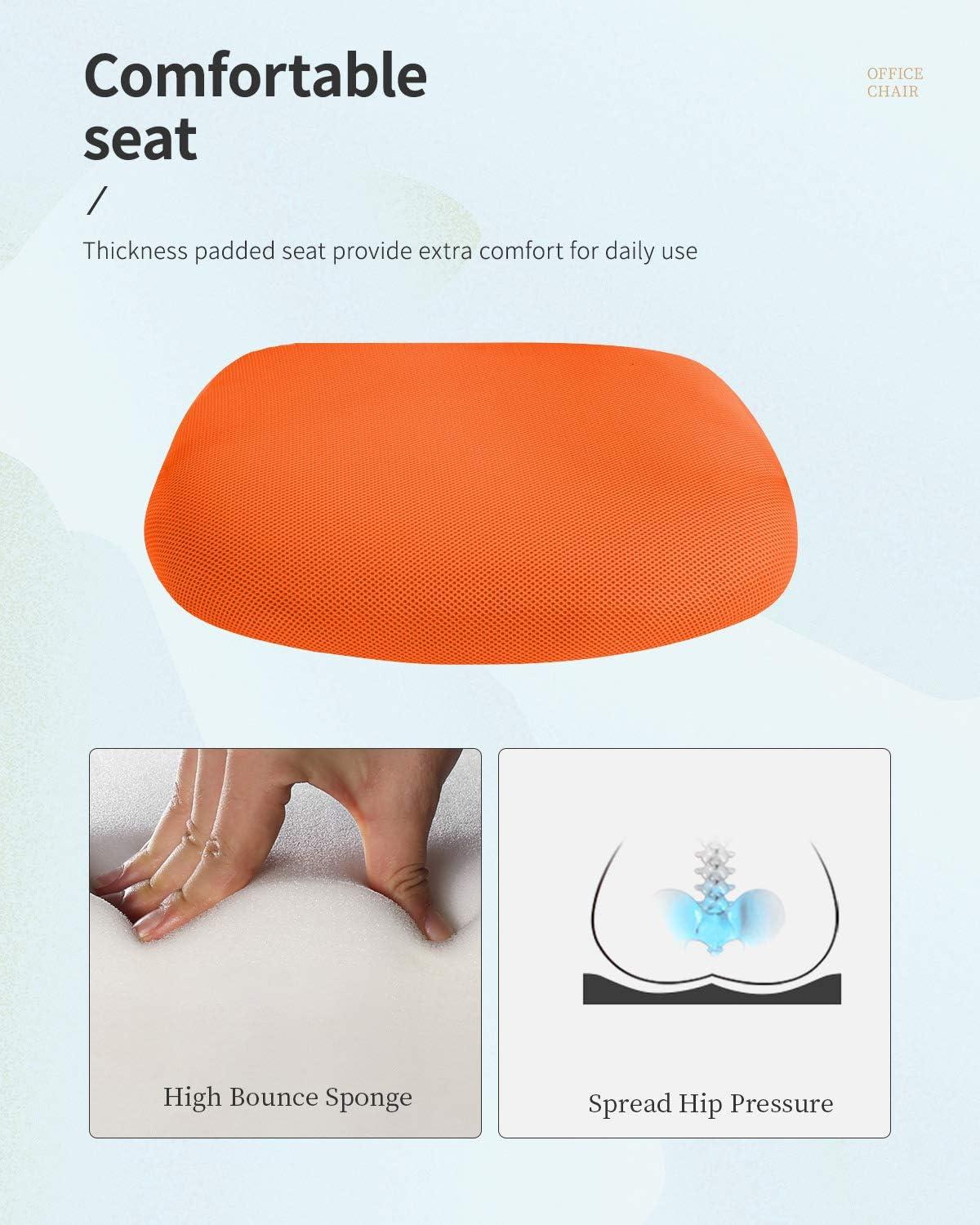 image:imageFDW Home Office Chair Mid Back PC Swivel Lumbar Support Adjustable Desk Task Computer Ergonomic Comfortable Mesh Chair with Armrest BlackOrange