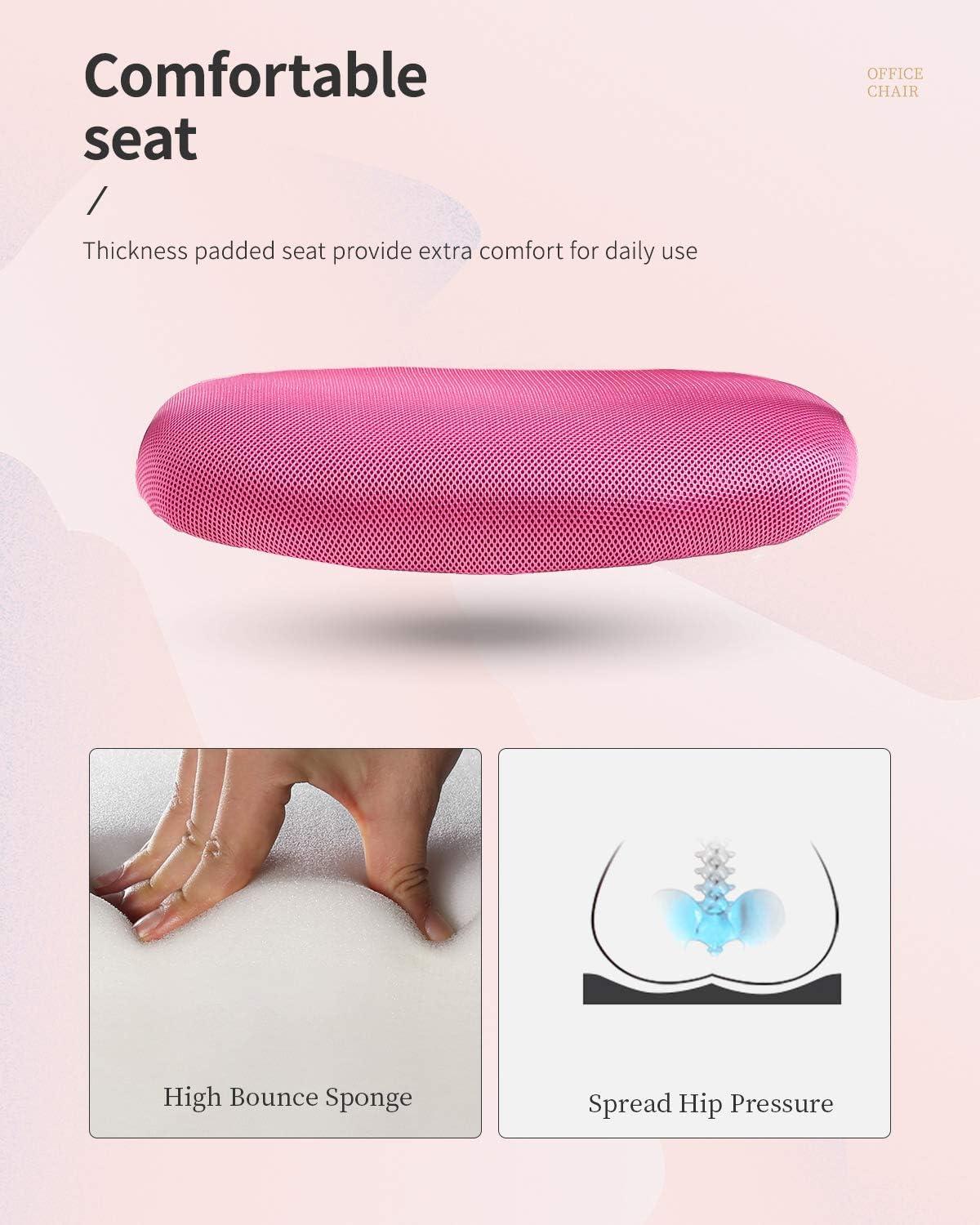 image:imageFDW Home Office Chair Mid Back PC Swivel Lumbar Support Adjustable Desk Task Computer Ergonomic Comfortable Mesh Chair with Armrest BlackPink